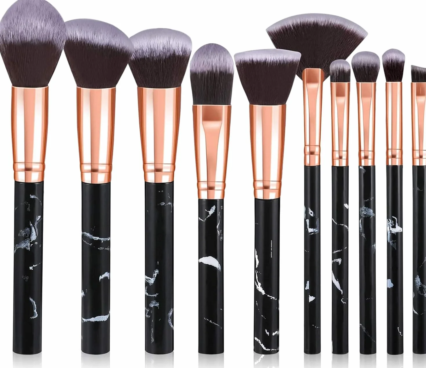 Pennelli Make Up Start Makers 10 Pezzi Set di Pennelli per Trucco in Marmo Set di Pennelli per Ombretto Sfumati in Polvere per Fondotinta Nero
