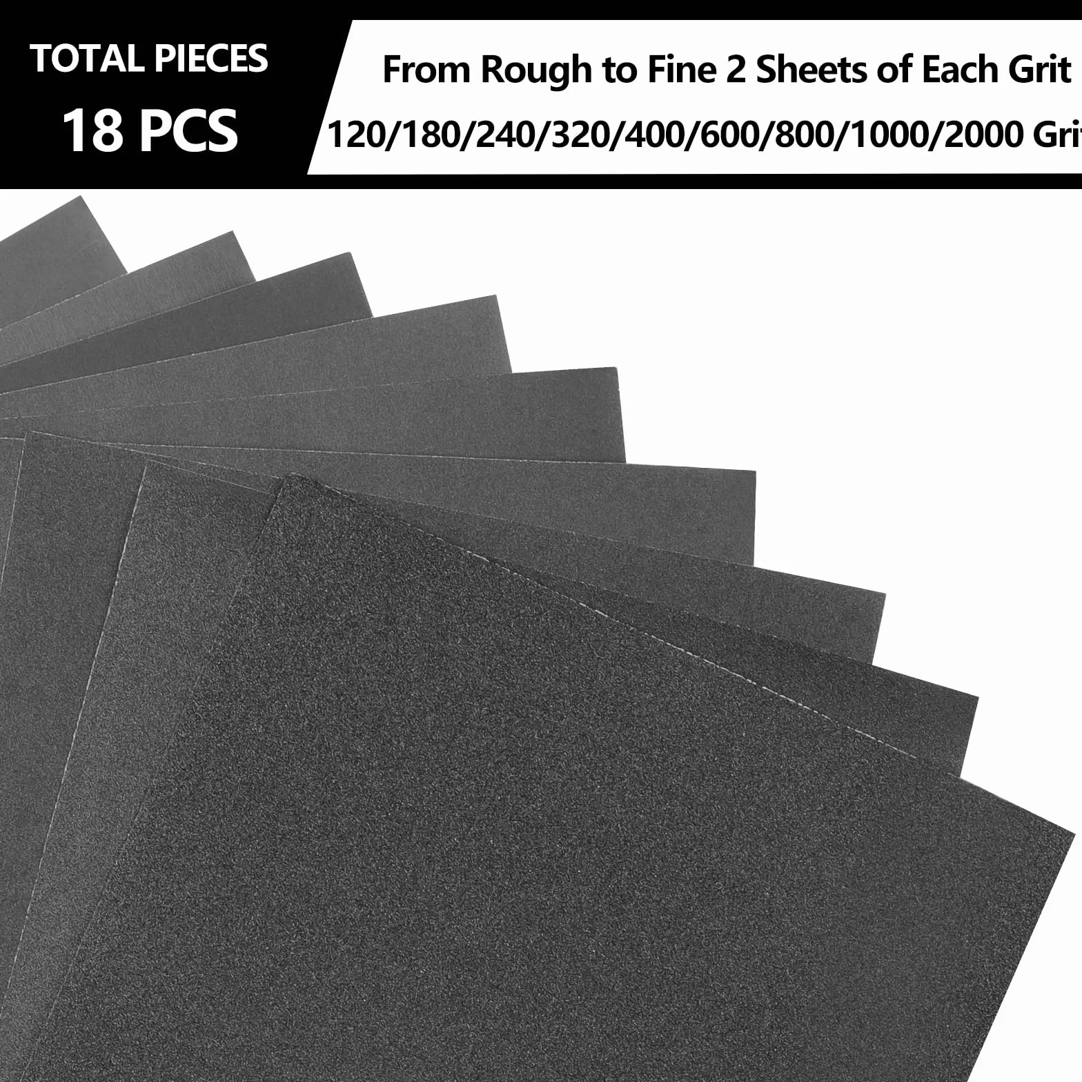 Carta Abrasiva Impermeabile 230x280mm Grane 120-2000 Carburo di Silicio Levigatura a Secco e Umido 18 Pezzi