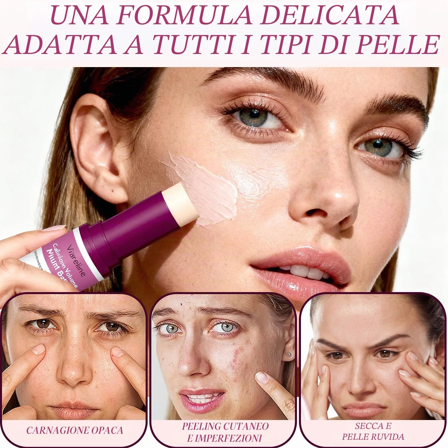 Calcium Volume Multi Balm, Calcium Multi Balm Stick, Crema di Calcio Anti-Invecchiamento, Stick Coreano Viso Antirughe, Sticks di Calcio Idratanti per Occhi, Viso, Collo