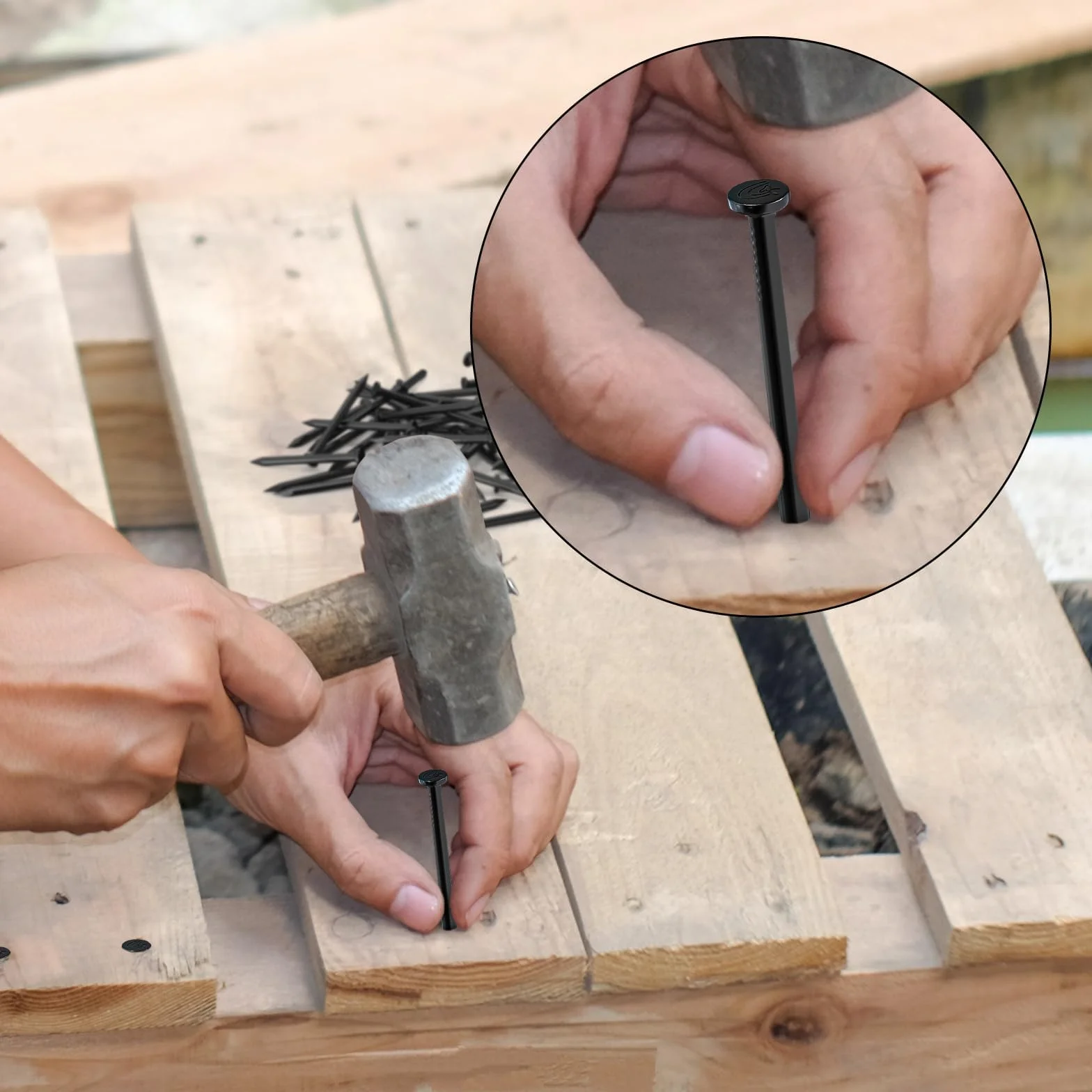 Chiodi in Acciaio da 30mm Zincati per Cemento, Mattoni, Legno, Uso Universale Interno/Esterno (Nero)