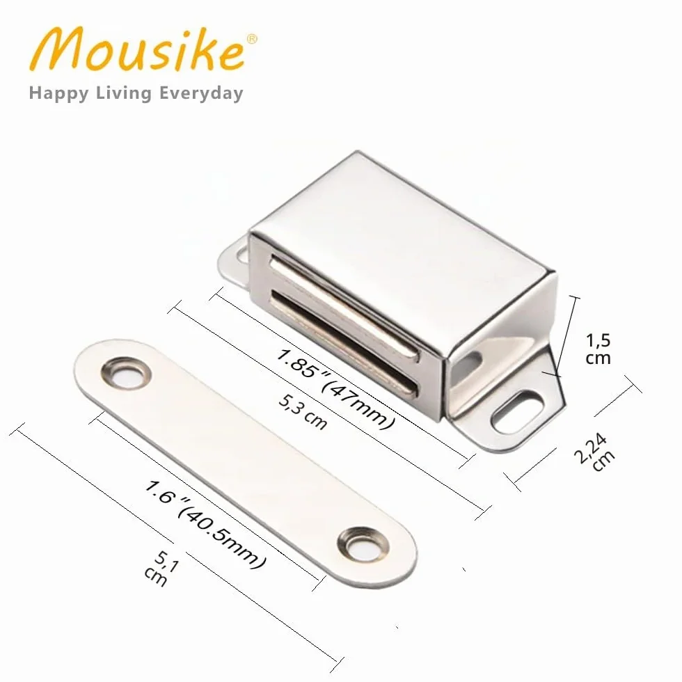 Magnete per Armadietto 15KG Acciaio Inox Serratura Magnetica Porta Armadio Cucina 6 Pezzi Argento