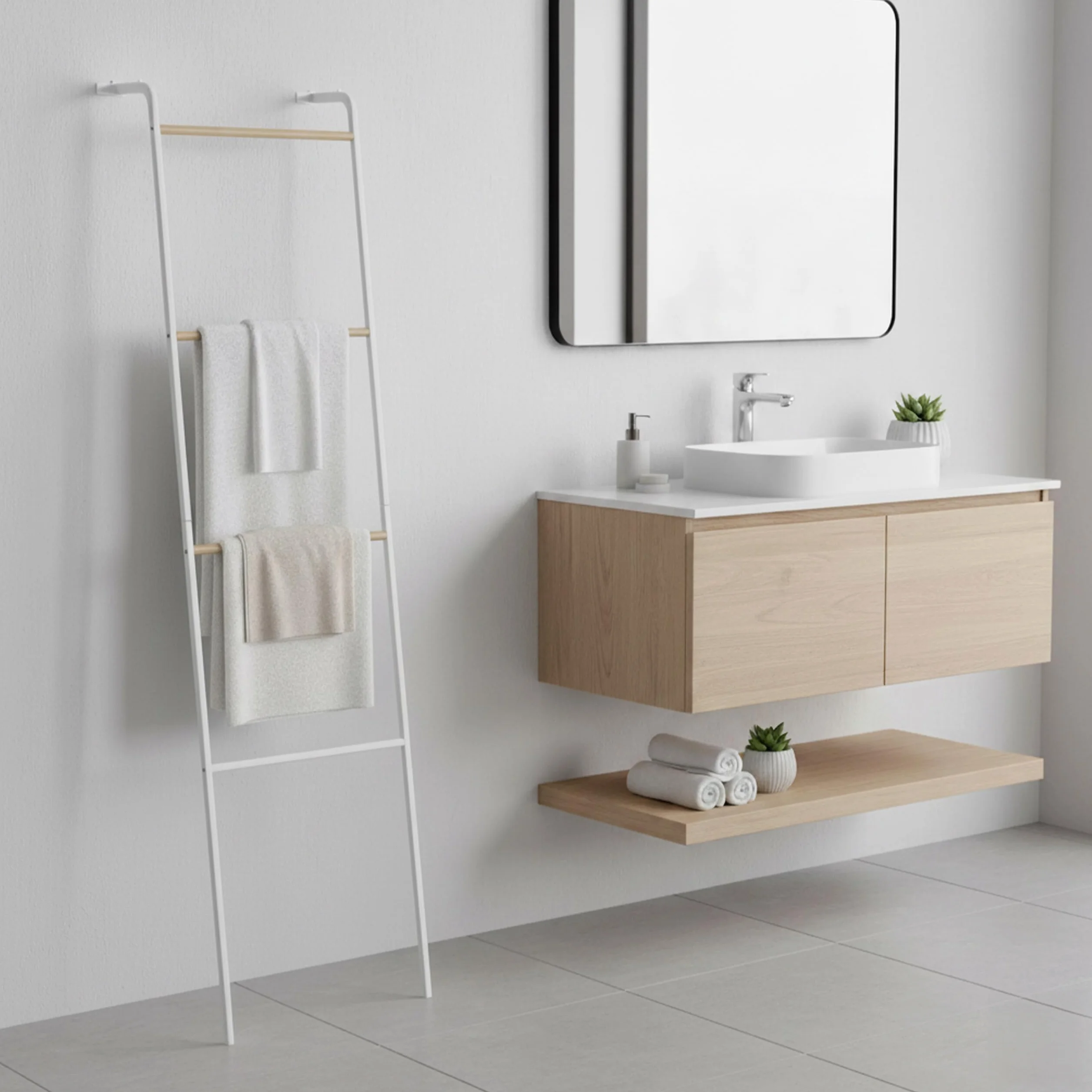 Relaxdays scaletta portasciugamani Metallo 4 pioli 158x40x28 cm Bianca