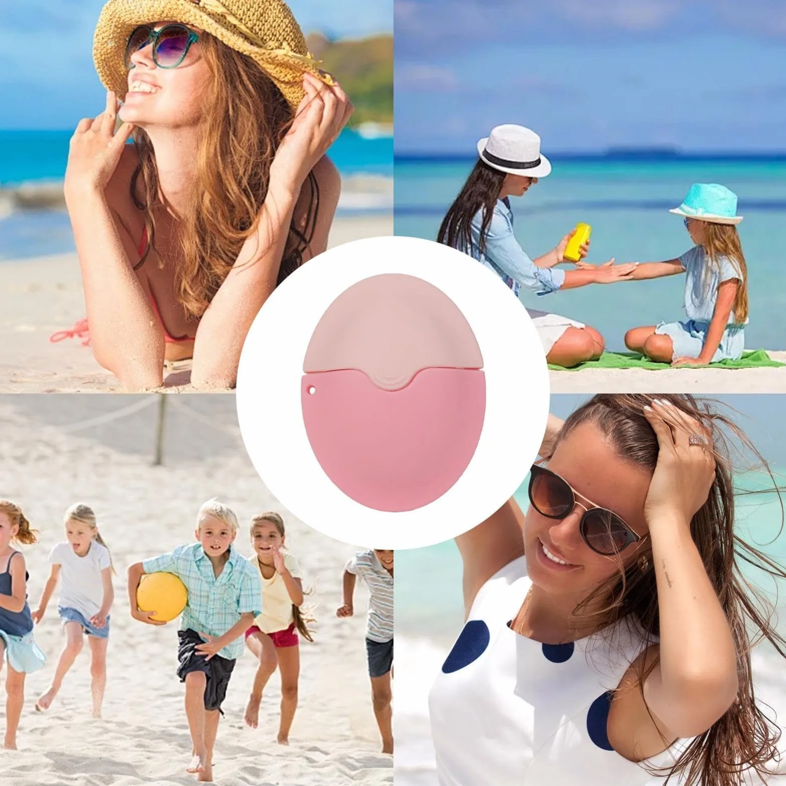 Flacone applicatore arrotolabile, ricaricabile, riutilizzabile, per protezione solare, dimensioni da viaggio, per bambini e adulti (rosa)