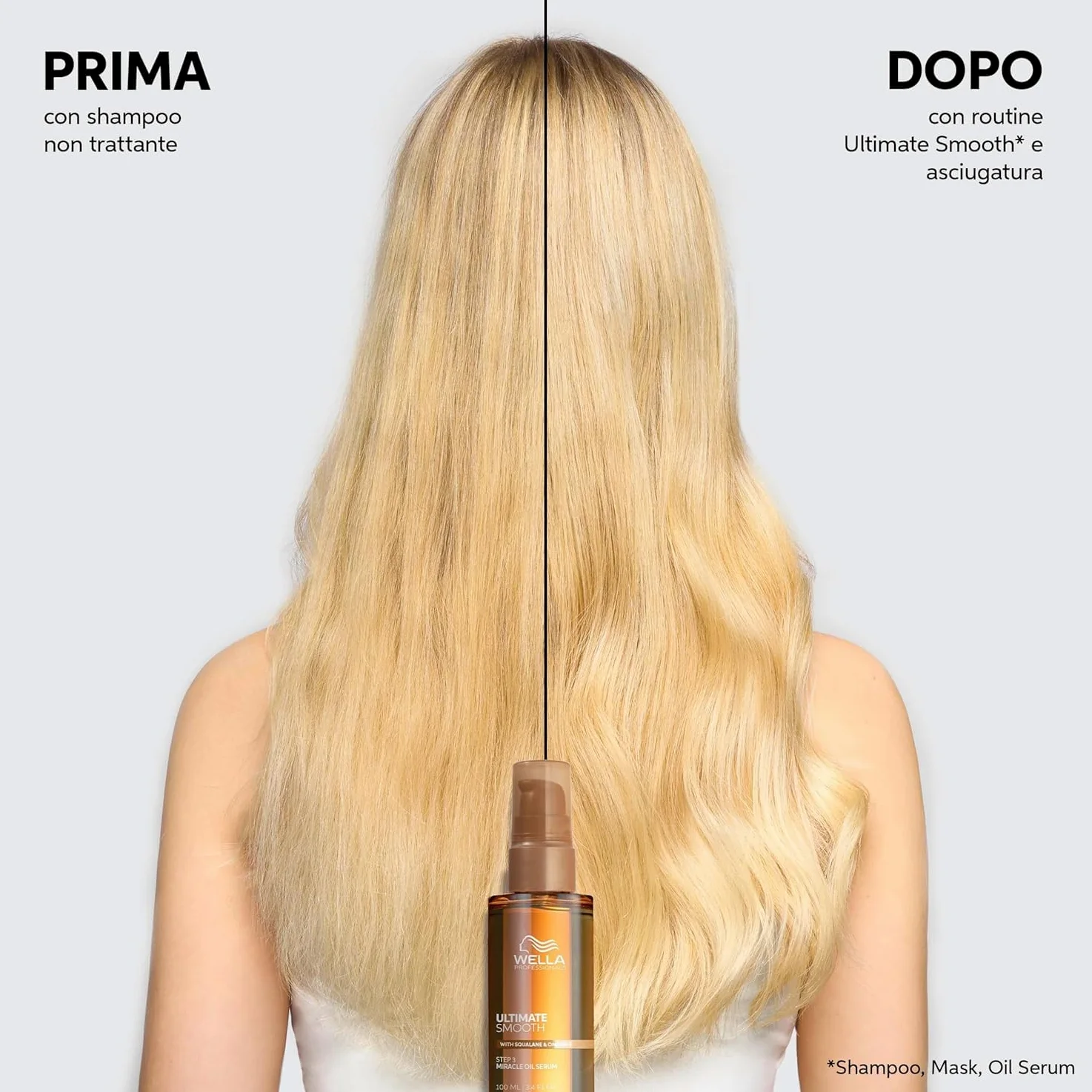 Wella Professionals Ultimate Smooth Shampoo, Conditioner e Maschera - con Squalano e Omega 9 - Ristrutturante Capelli Secchi, Opachi e Crespi (250 ml, 200 ml e 150 ml)