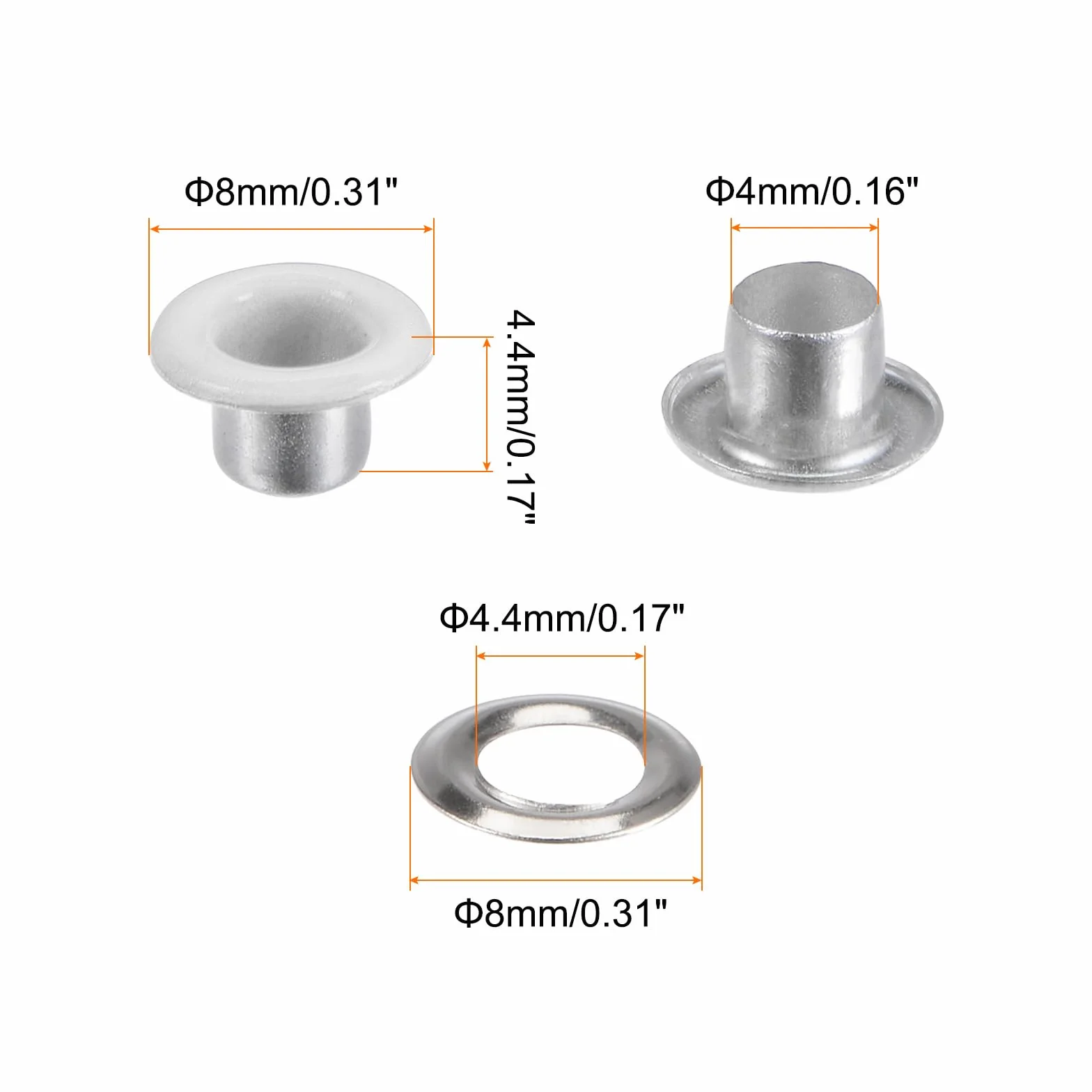 QUARKZMAN 300 Set Occhielli in Metallo 4mm 1/16" Foro per Teloni Scarpe Vestiti Cintura Borsa Tessuto Pelle