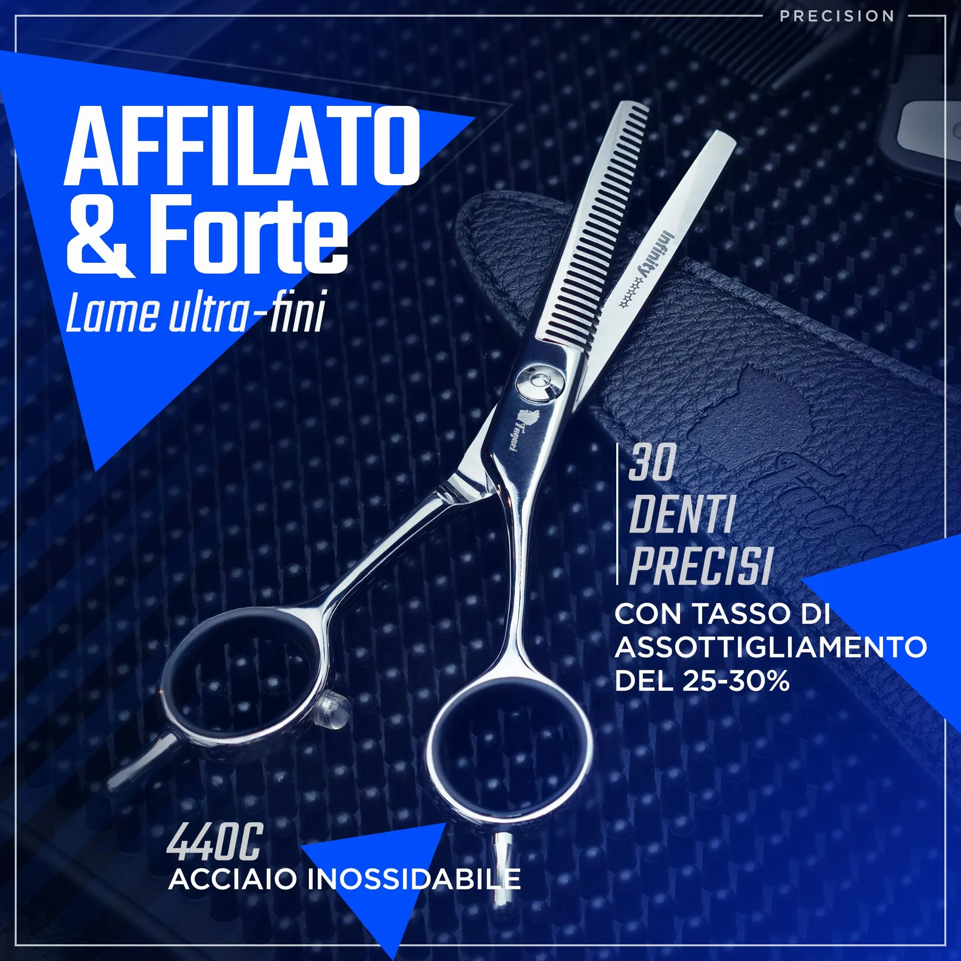 Fagaci Forbici per Sfoltire i Capelli 6" con Acciaio 440C, Forbici Parrucchiere Professionali Barbiere Estrema Affilatura e Tagli Precisi, Lame Sottili