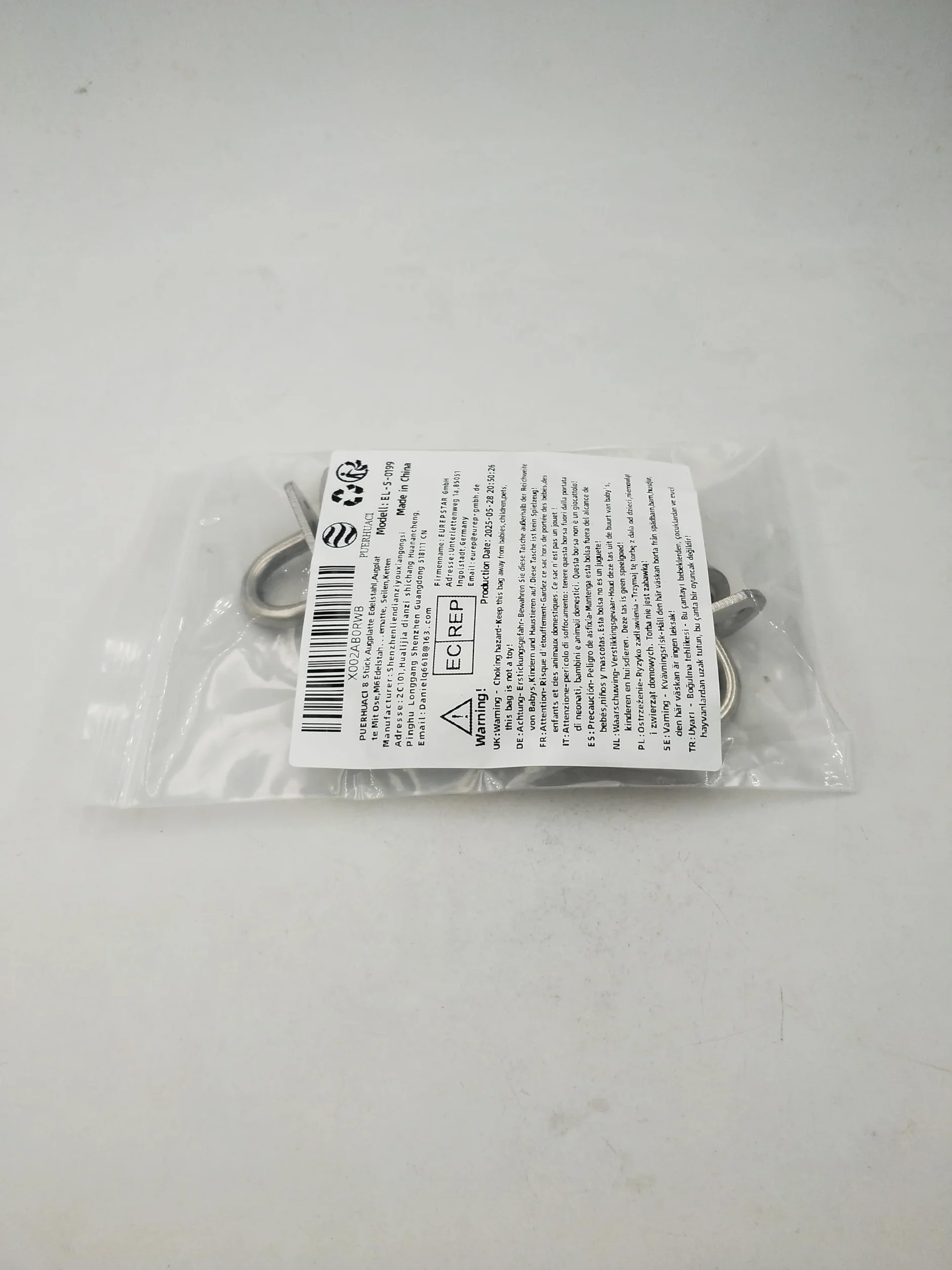 Gancio da soffitto M6 in acciaio inox per poltrona sospesa, 8 piastre oculari