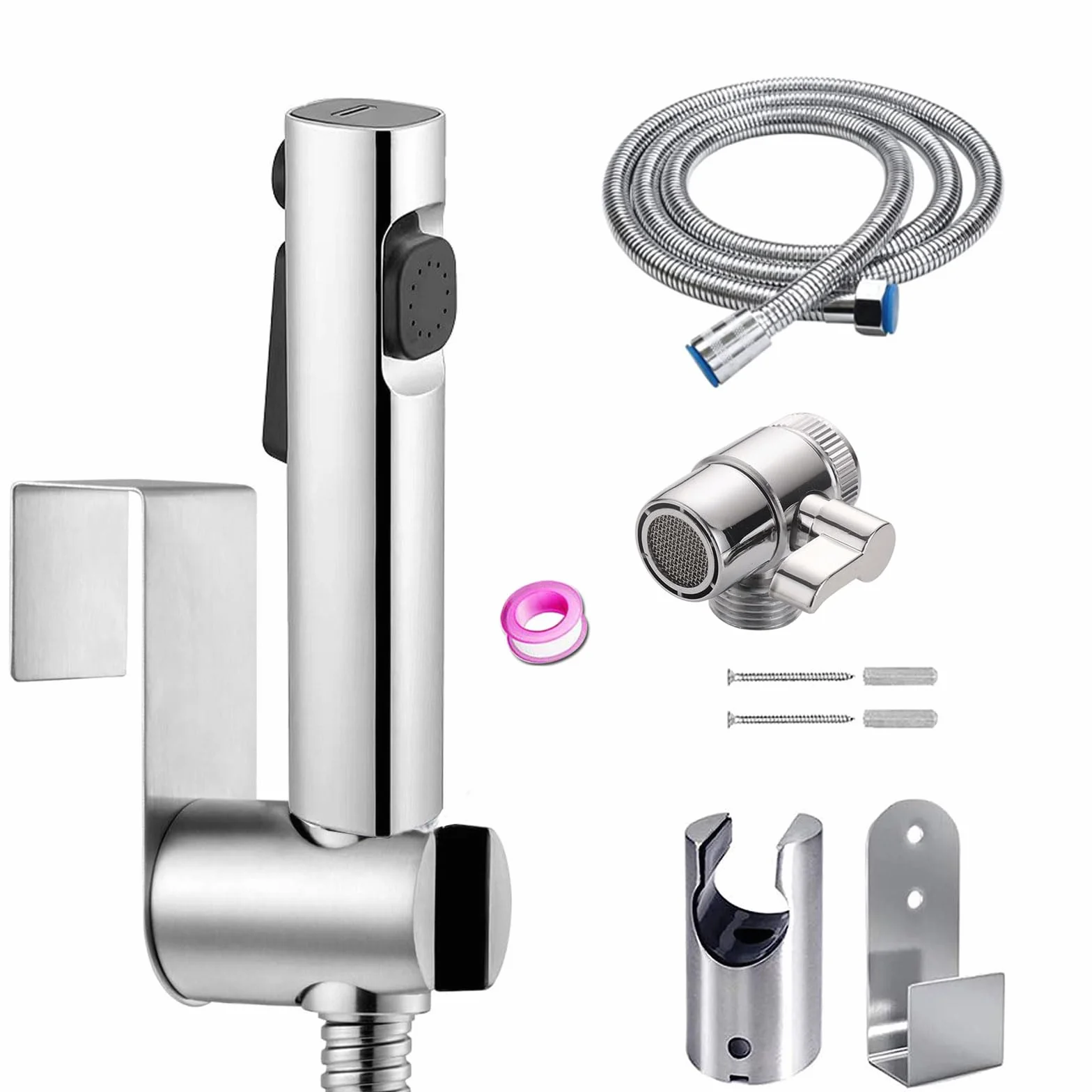 Bidet Portatile Kit Doccetta ABS Spruzzatore Bidet WC Doppia Modalità con Deviatore Doccia 2 Vie Tubo Flessibile 150 cm