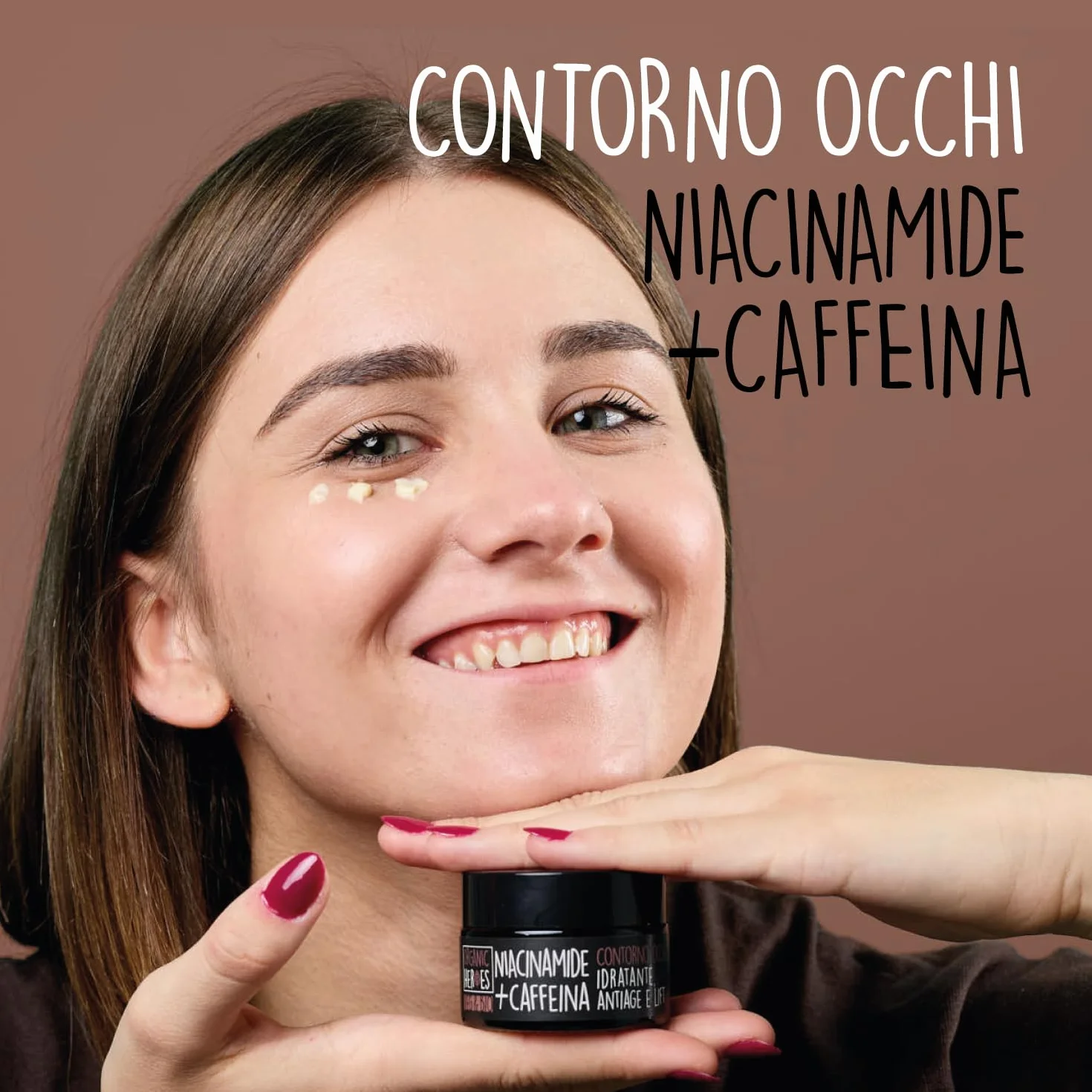 Organic Heroes | Contorno occhi antirughe Caffeina e Niacinamide Bio, Azione su borse e occhiaie, Contiene Caffeina naturale, Allevia borse e stanchezza, Contiene gelsomino, Azione antiage, 30ml