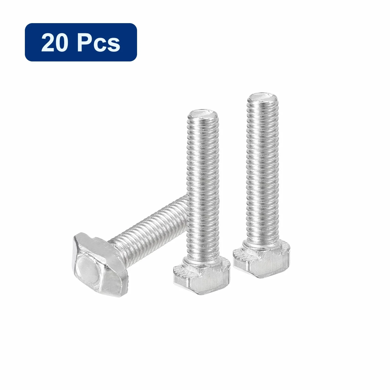 20pz Bulloni a T-Slot M5 x 25mm Bullone Testa a Martello Vite a T Perno per Profilo Alluminio Serie 2020 Acciaio Carbonio Nichelato Argento