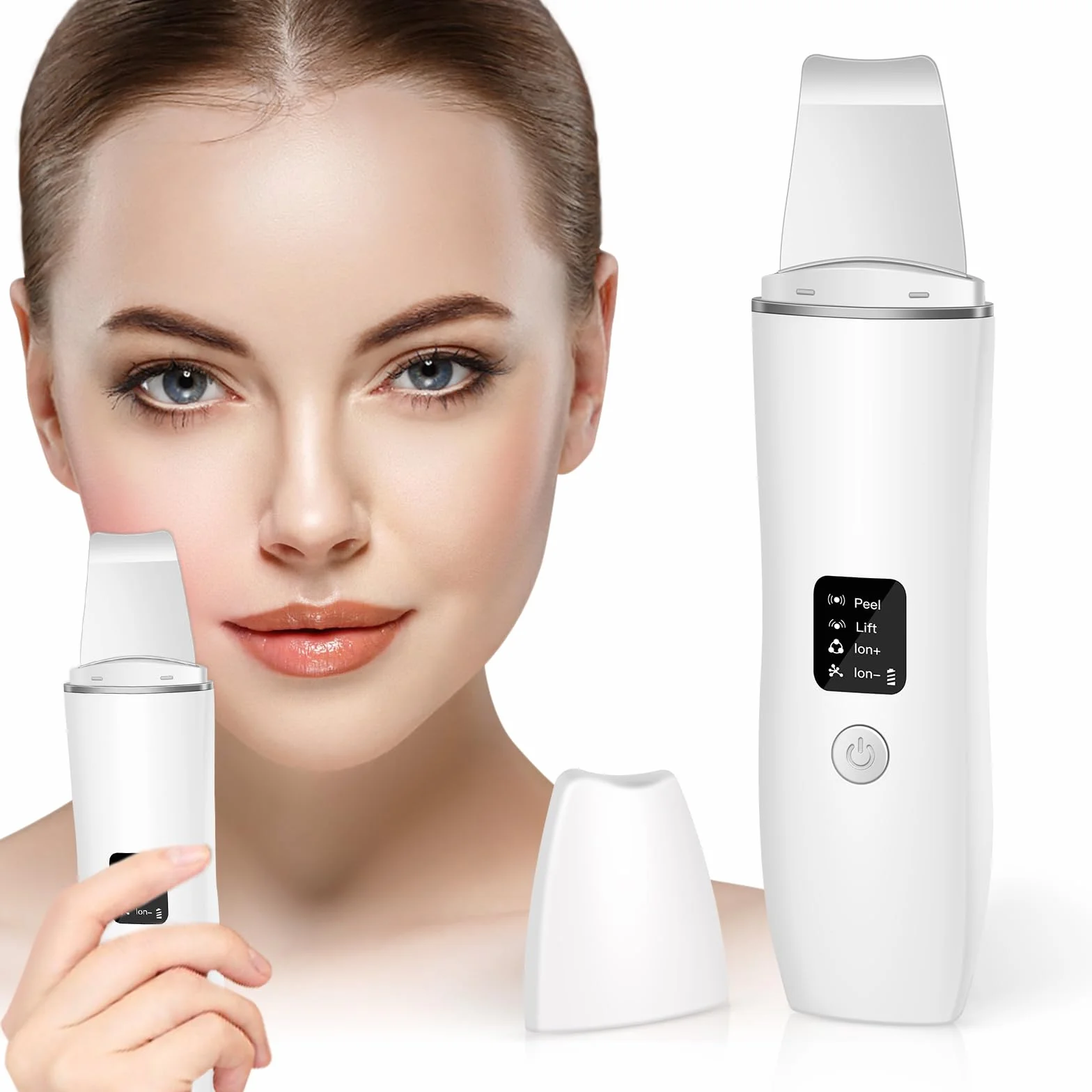 ACWOO Pulizia Viso Ultrasuoni, Skin Scrubber Professionale, Spatola Ultrasuoni Pulizia Viso con 4 Modalità Regolabili, per la Pelle per Pulizia Profonda la Viso Peeling e Rimozione e Punti Neri