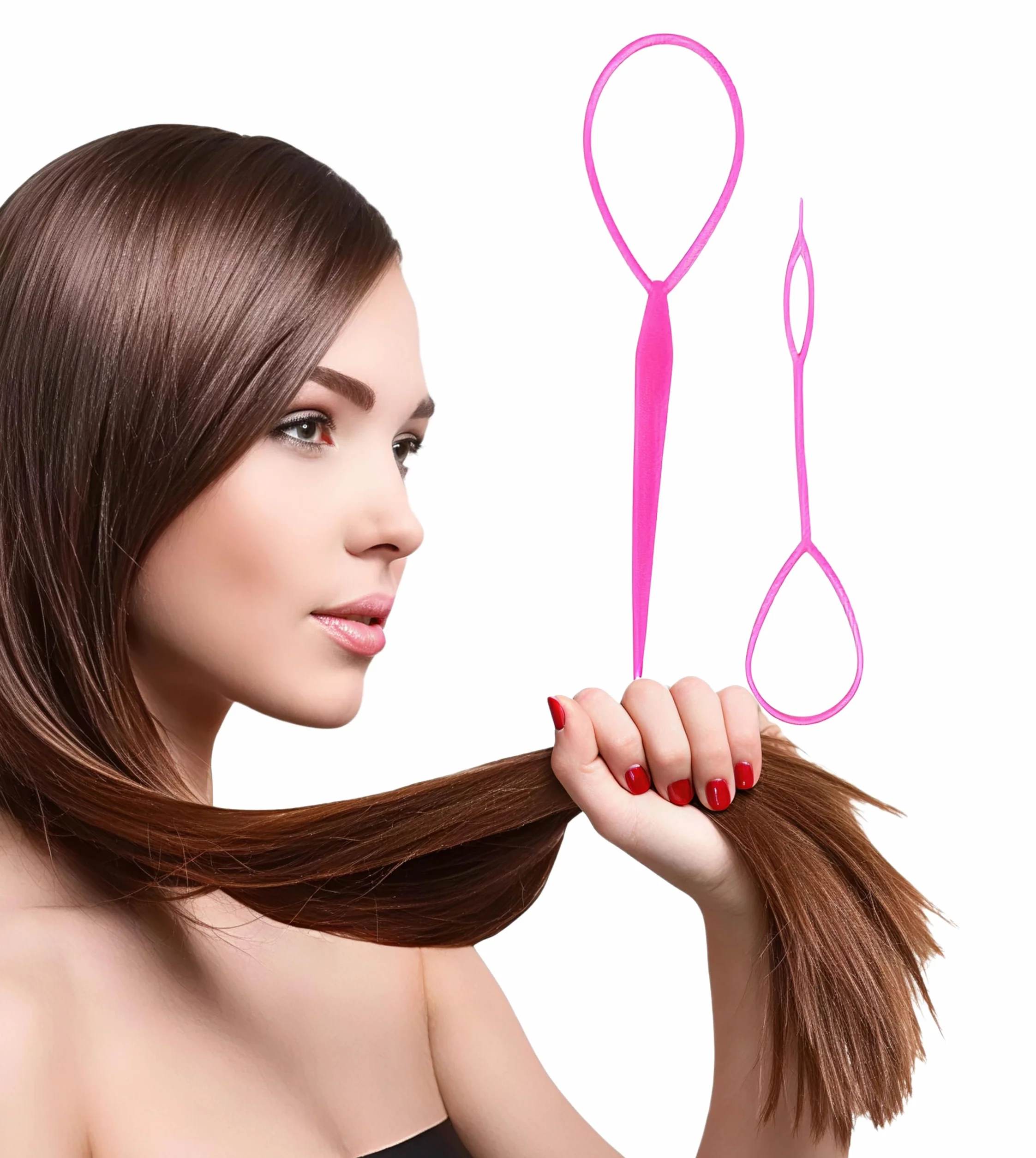 Set di 2 accessori per acconciature, chignon o topsytail in pochi secondi, con video tutorial (Magenta)