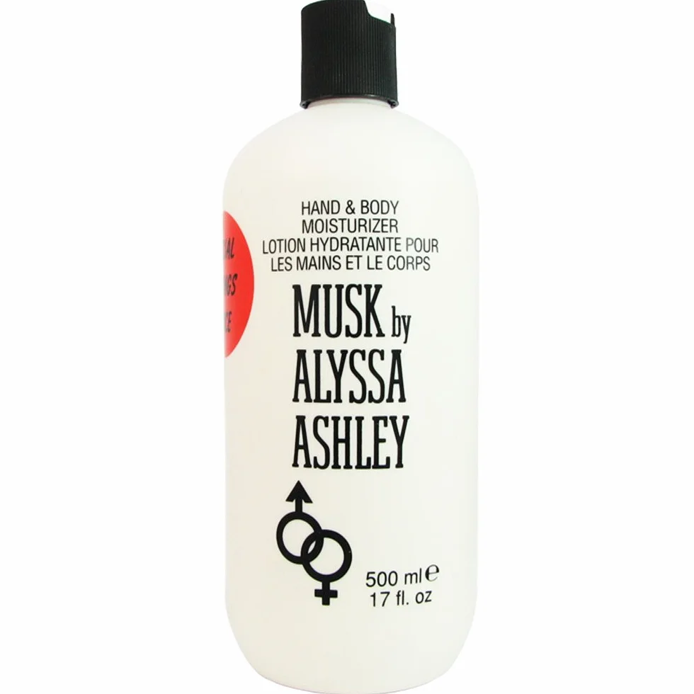 Alyssa Ashley - Crema Corpo e Mani al Muschio, Lozione Musk, Tripla Azione Idratante, Emolliente e Tonificante, Ideale per Secchezza della Pelle - 500 ml