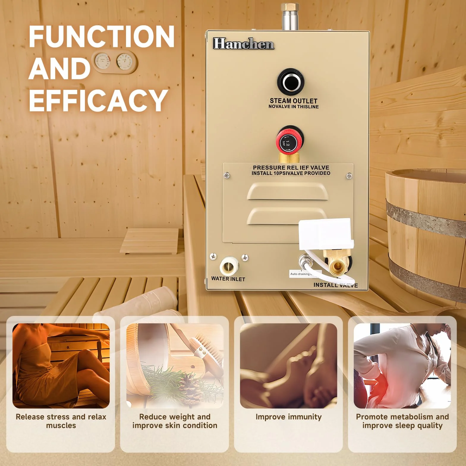 Hanchen 6KW Generatore di Vapore per Sauna Bagno Turco 220V 4.2m³ CE