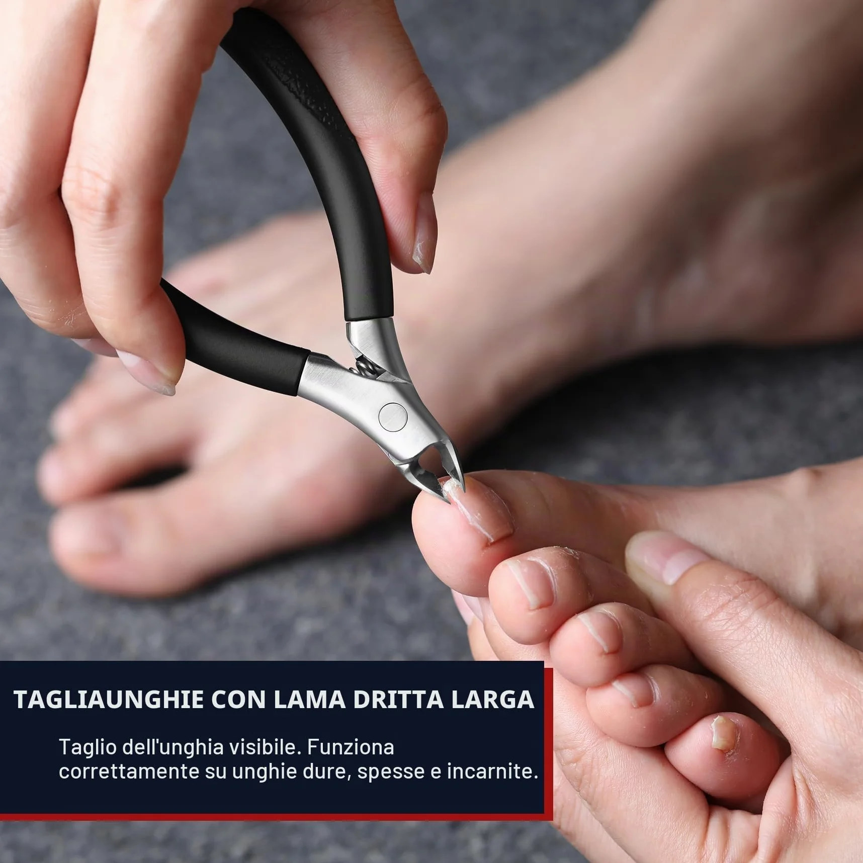 FVION Tronchesino Unghie Piedi Lama Dritta, Tagliaunghie per Unghie Incarnite e Spesse - Tagliaunghie Piedi di Precisione in Acciaio (Nero)