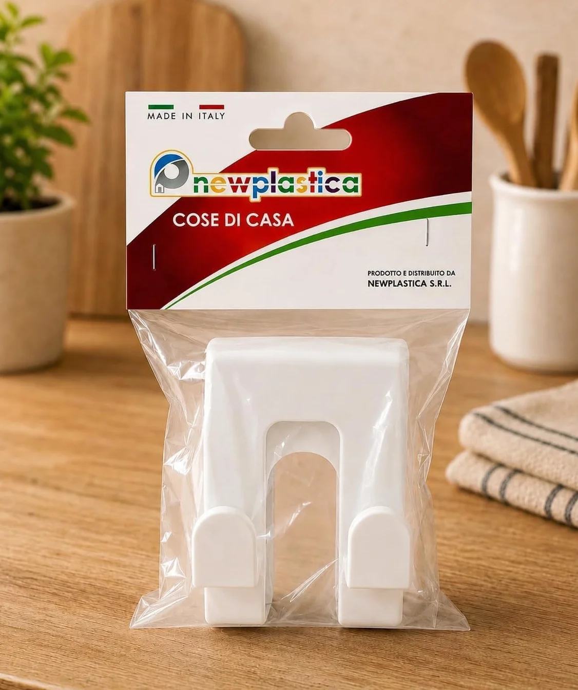 Ganci Sopra Anta Set 4 Pezzi – Gancio Senza Forare per Cucina Bagno – Porta Strofinacci Asciugamani – Ante fino 1,9 cm – Made in Italy BIANCO