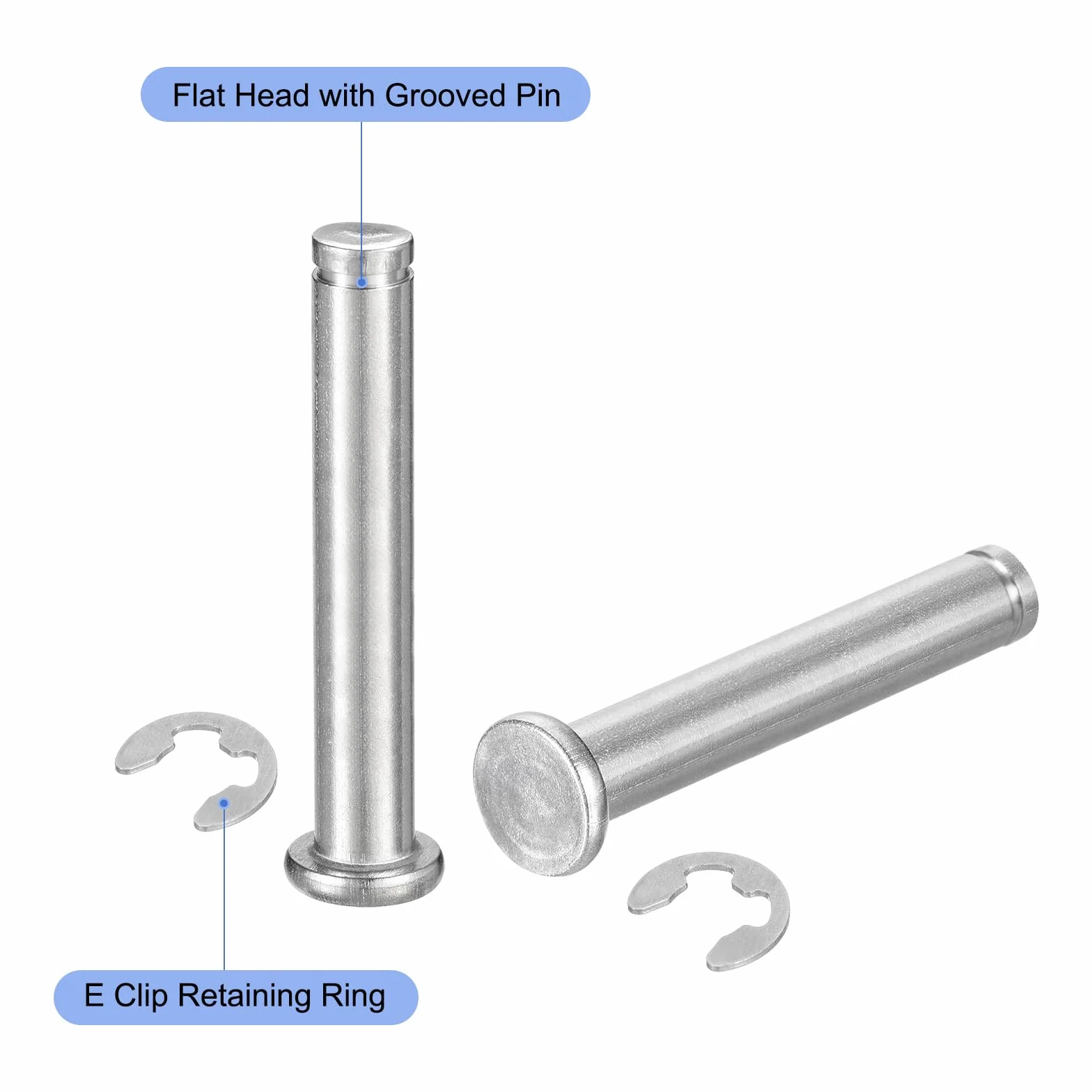 QUARKZMAN M8x50mm Perno Posizionamento Cilindrico Acciaio Inossidabile 304, Testa Piatta con Ring Fissaggio, Argento
