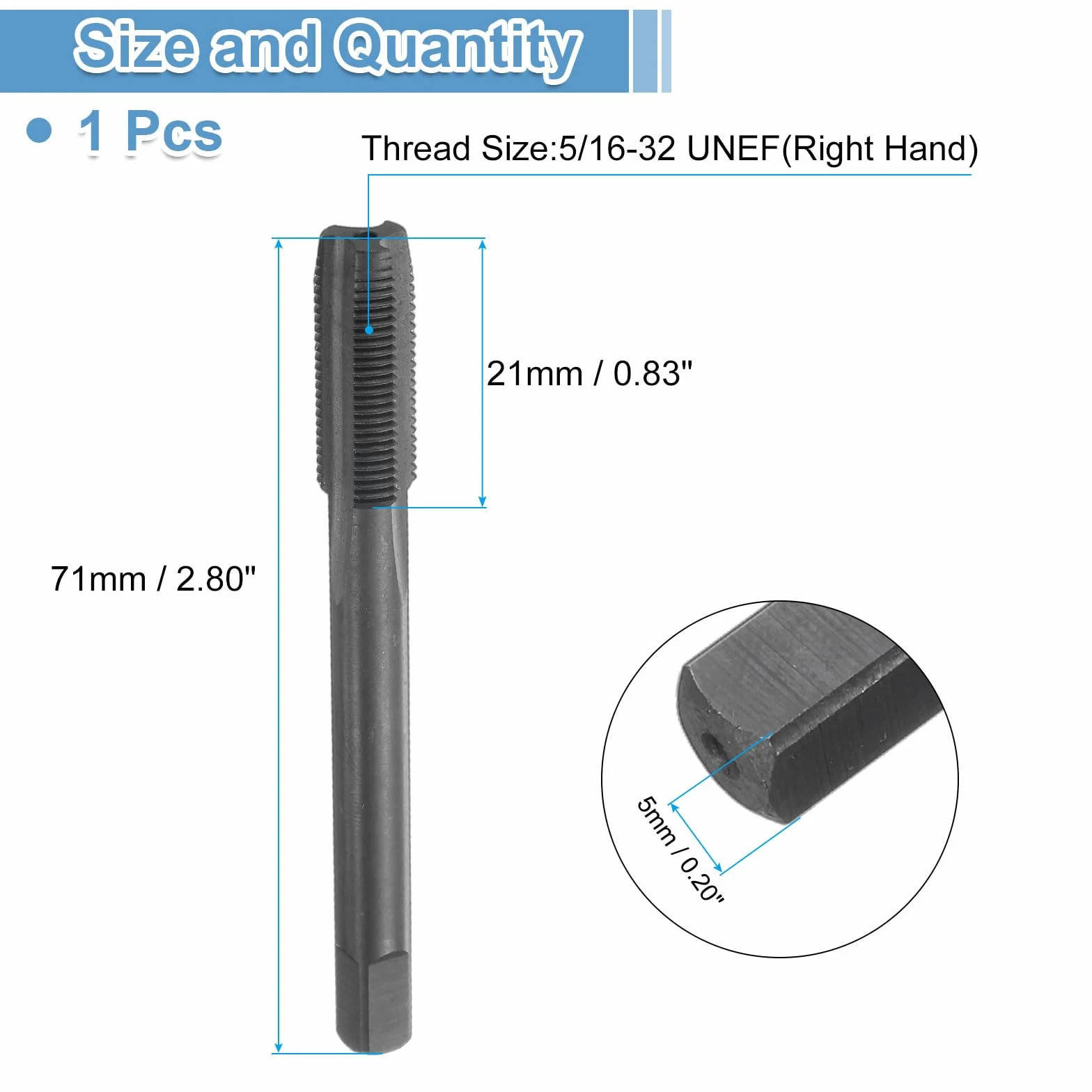 QUARKZMAN Maschi Per Filettatura Diritto 5/16-32 UNEF 2B HSS6542 Rivestimento Nitruro Nero