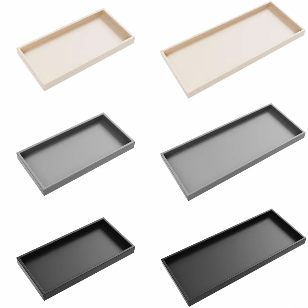 Vassoio da Bagno Rettangolare in Silicone Nero 30 x 12,5 cm Portaoggetti per Sapone Gioielli Profumi