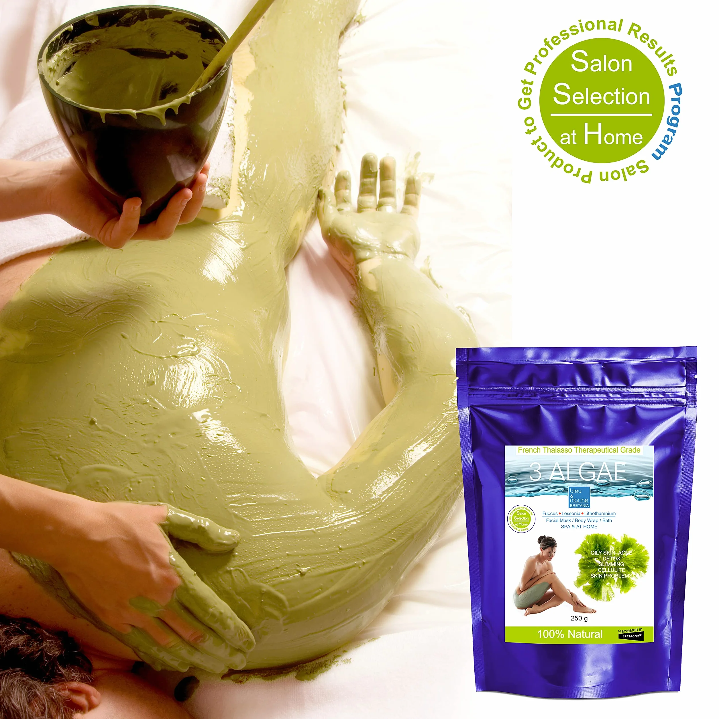 bleu & marine Bretania - Polvere di Alghe Rimodellanti | Trattamento Viso e Corpo | Azione Detox | Riduzione Cellulite | Ricca di Vitamine e Minerali | Per Pelle Luminosa e Rivitalizzata, 250g
