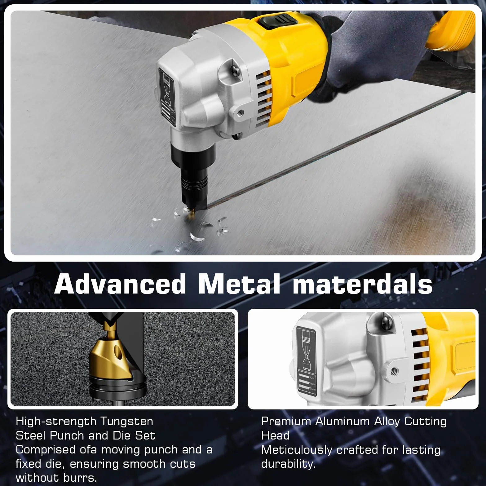 Roditrice in metallo senza fili compatibile con batteria DeWalt 20V, cesoia elettrica senza spazzole 1900 giri/min testa rotante 360°