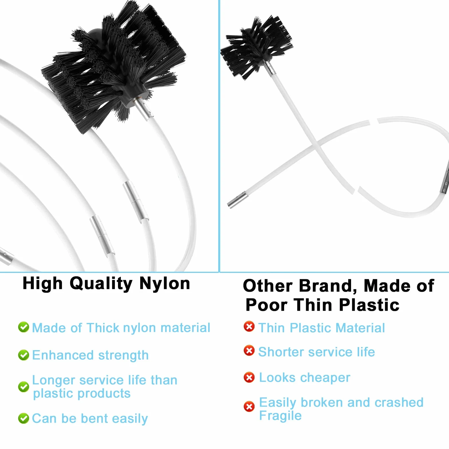 Bastone di Nylon 800 cm Spazzola per Pulizia Camino 20 Barre Flessibili
