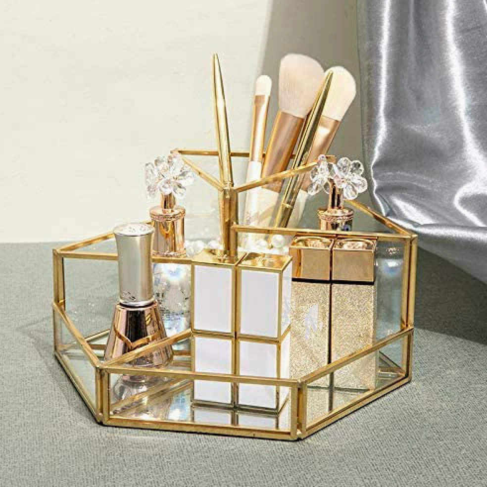 Organizer Per Cosmetici Porta Pennelli Per Trucco In Vetro Portaoggetti Per Trucco Trasparente, Portaoggetti Per Gioielli Per Profumo Porta Pennelli Per Strumento Di Bellezza Per Unghie, Scatola Per C