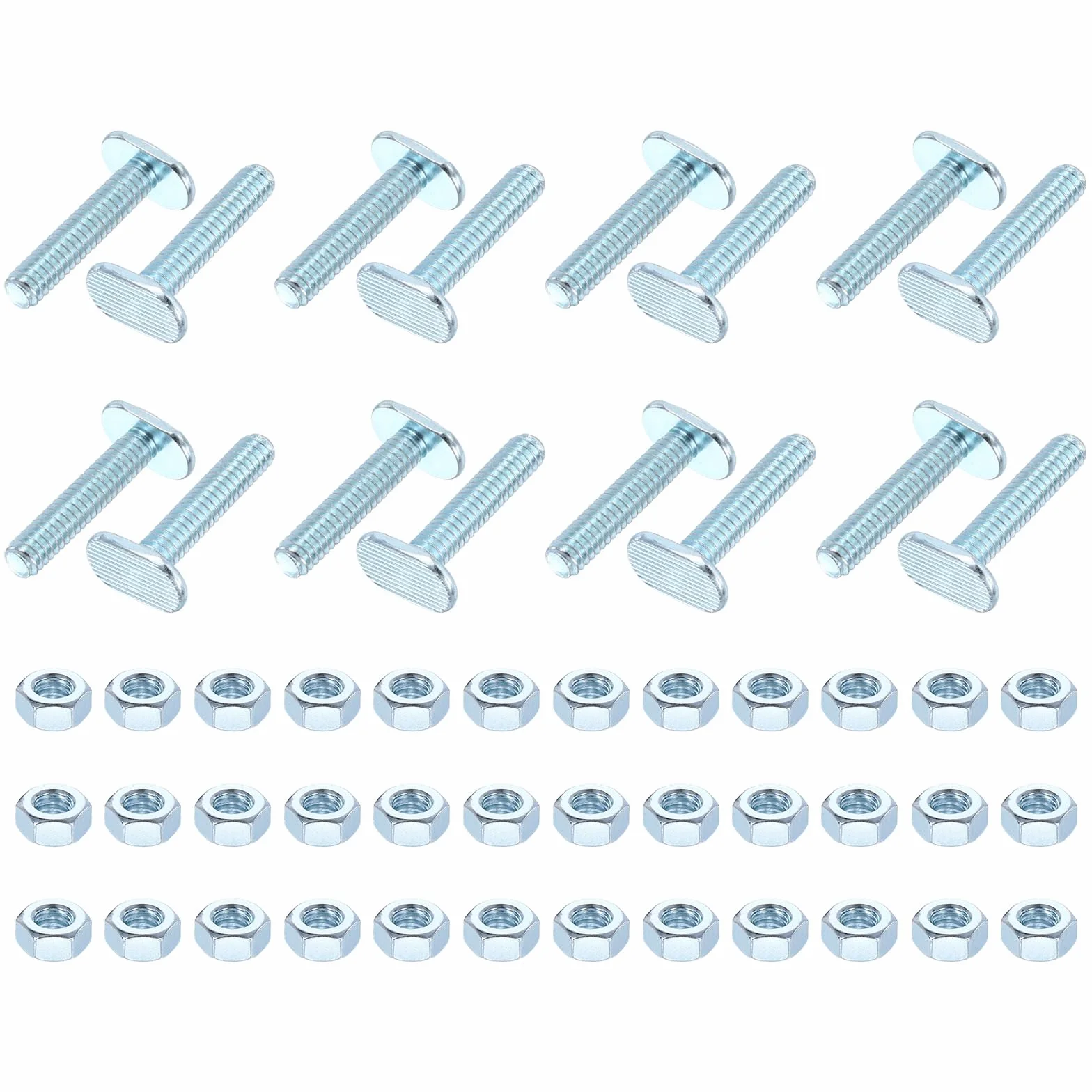 PATIKIL 1/4"-20 X 1-1/4" Bulloni A T Slot 16 Pezzi Con 32 Dadi Esagonali Argento