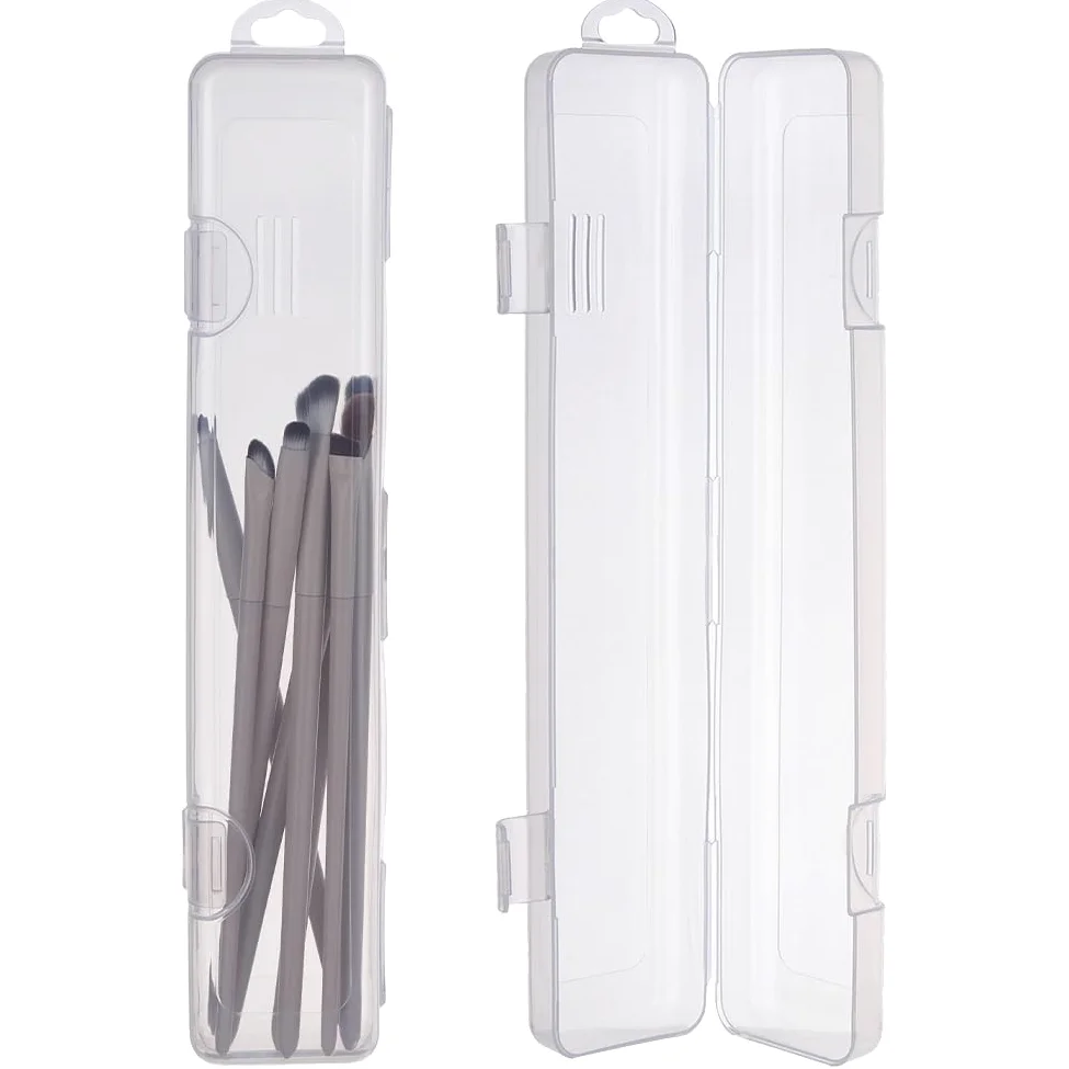 GORGECRAFT 2 pezzo Porta Pennelli Da Viaggio Cosmetici In Plastica Trasparente Custodia Portatile Pennelli Da Trucco con Coperchio Trasparente e Fori di Ventilazione Piccolo Contenitore Multifunzional