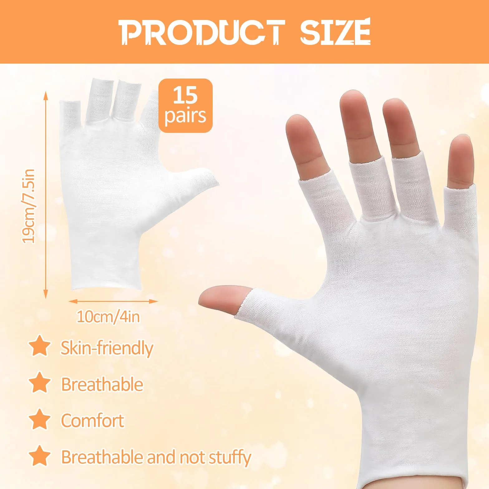 15 paia di guanti in cotone dermatologico bianco Eczema,Il suo design senza dita lo rende per la cura della bellezza,spa per le mani e trattamenti con eczema,neurodermatite