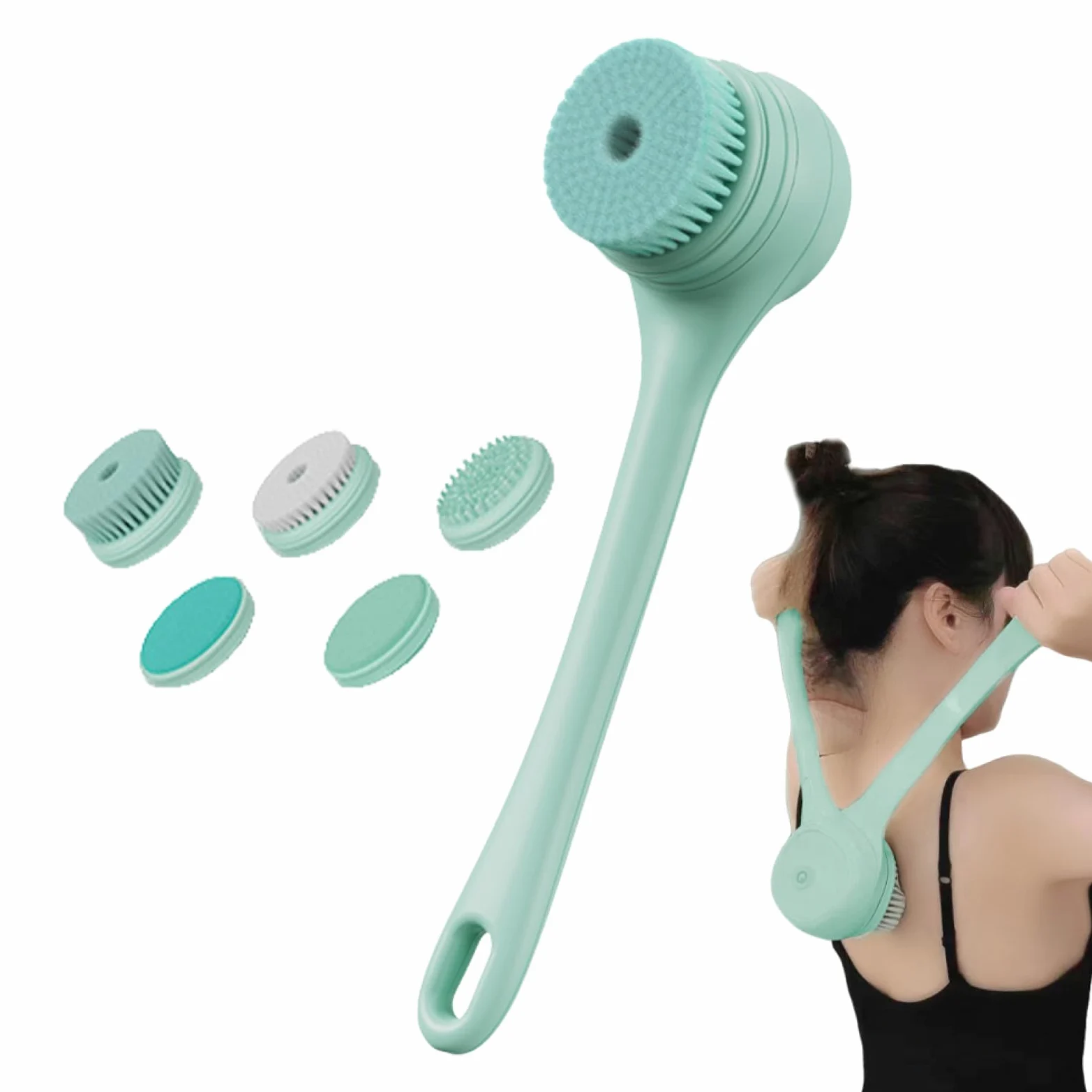 Scrubber per la schiena per doccia, spazzola da bagno con doppio manico | Scrubber per il corpo con spazzole per bagno e corpo con ricarica USB impermeabile | Spazzola elettrica Spazzola per la schie
