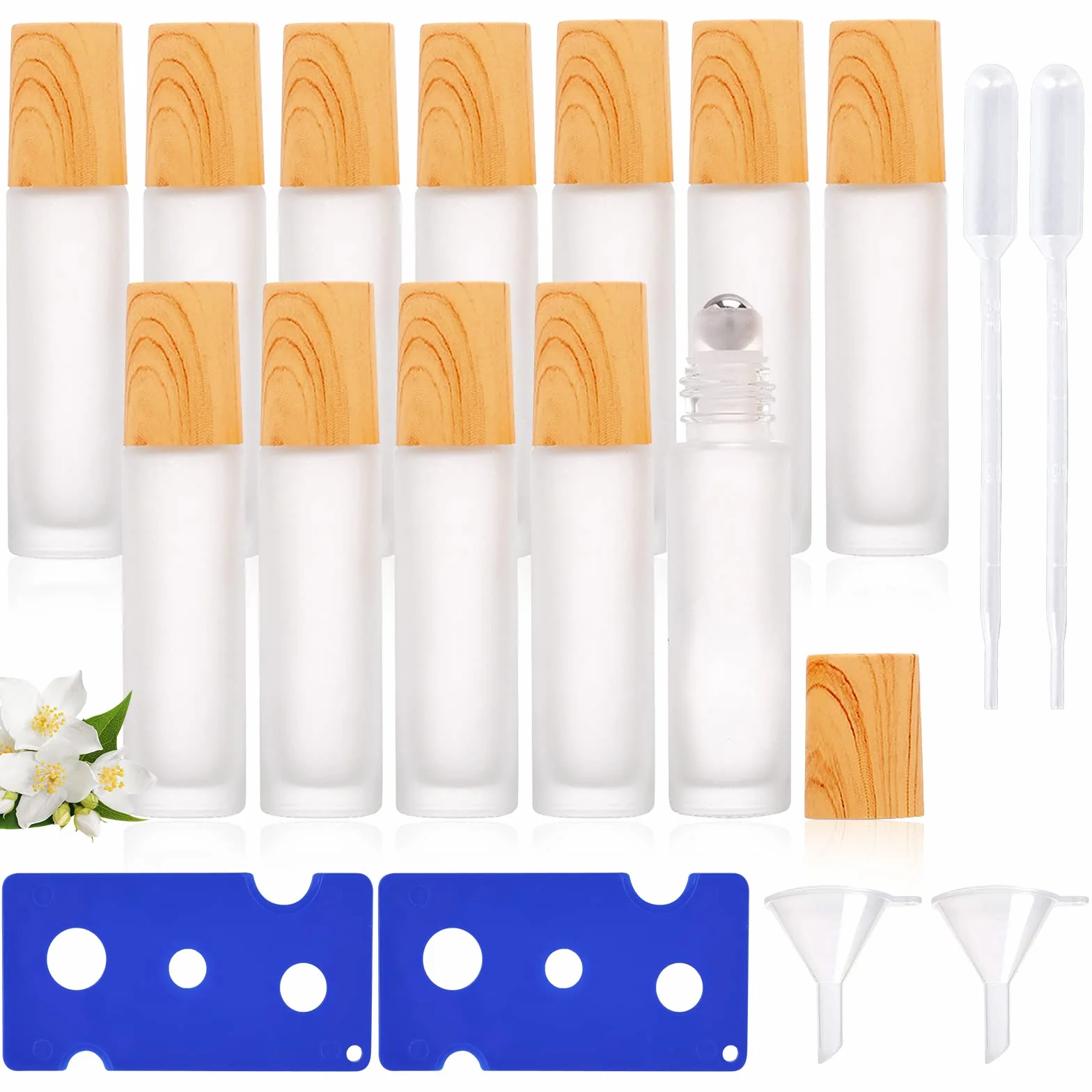 Roll On Vuoto per Oli Essenziali, 12 Pezzi Roll On Vuoto 10 ml, Rollon Vetro con Sfere in Acciaio Inox Contenitore Ricaricabile per Oli Essenziali Aromaterapia