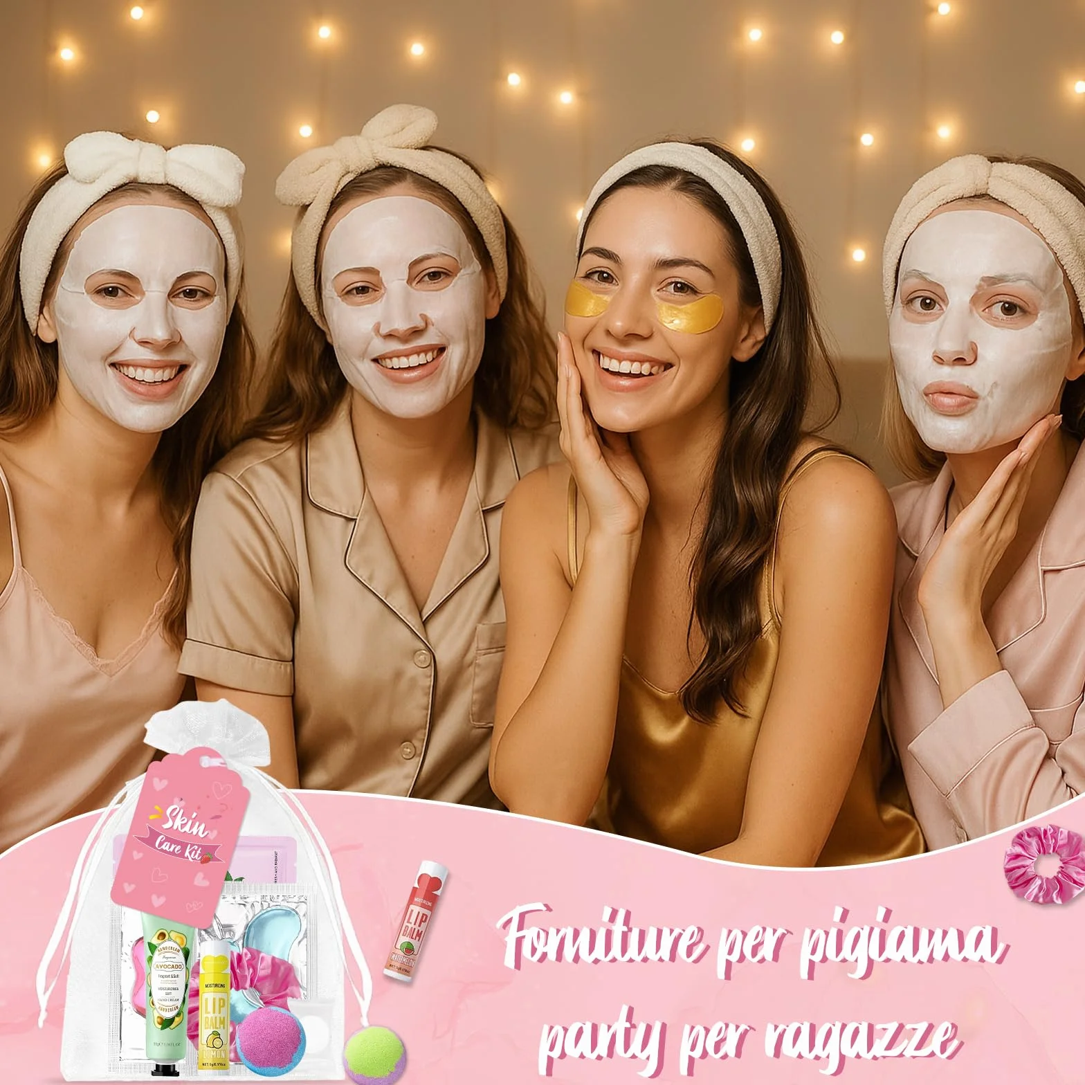 Erinde Set Spa Party da 120 Pezzi per Ragazze, Idee Regalo Donna, Accessori Spa con Maschere Viso per la Cura della Pelle, Crema Mani, Balsamo Labbra e Maschera Labbra, Set Regalo per Donne