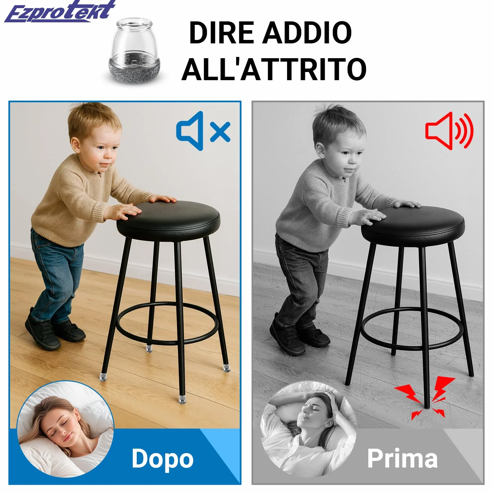 Ezprotekt nakładki na nogi krzeseł przezroczyste 10-15mm 16 szt.