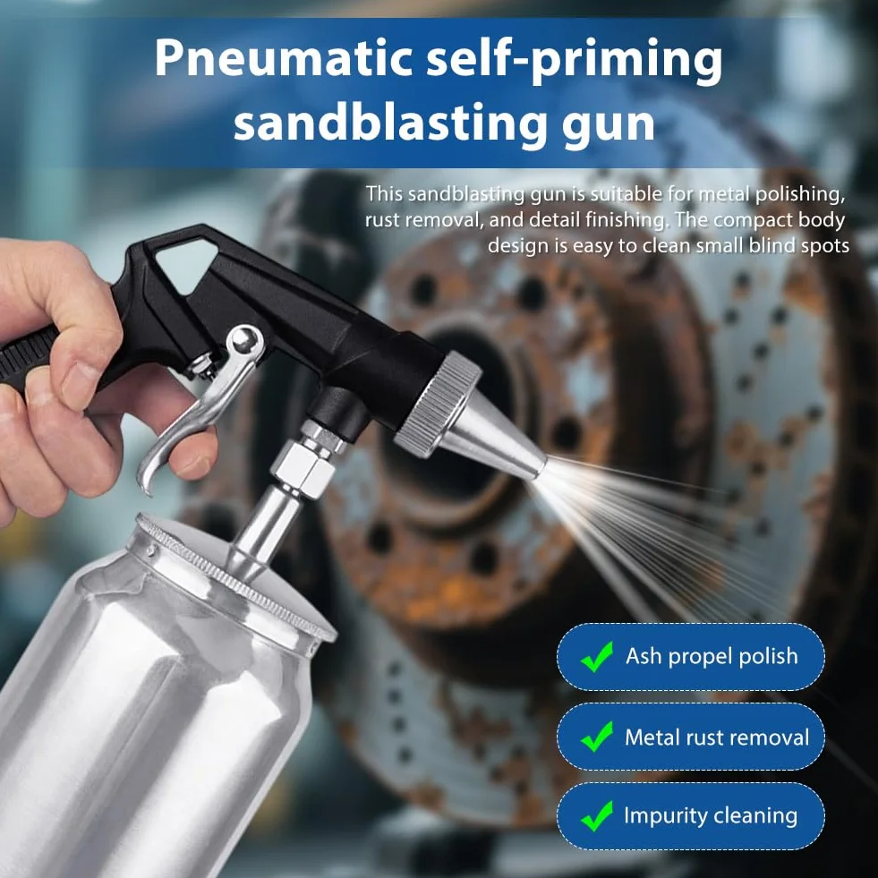 Pistola per sabbiatura ad aria compressa 6,2 bar Sandblaster 1000 Cc capacità vaso in alluminio portatile