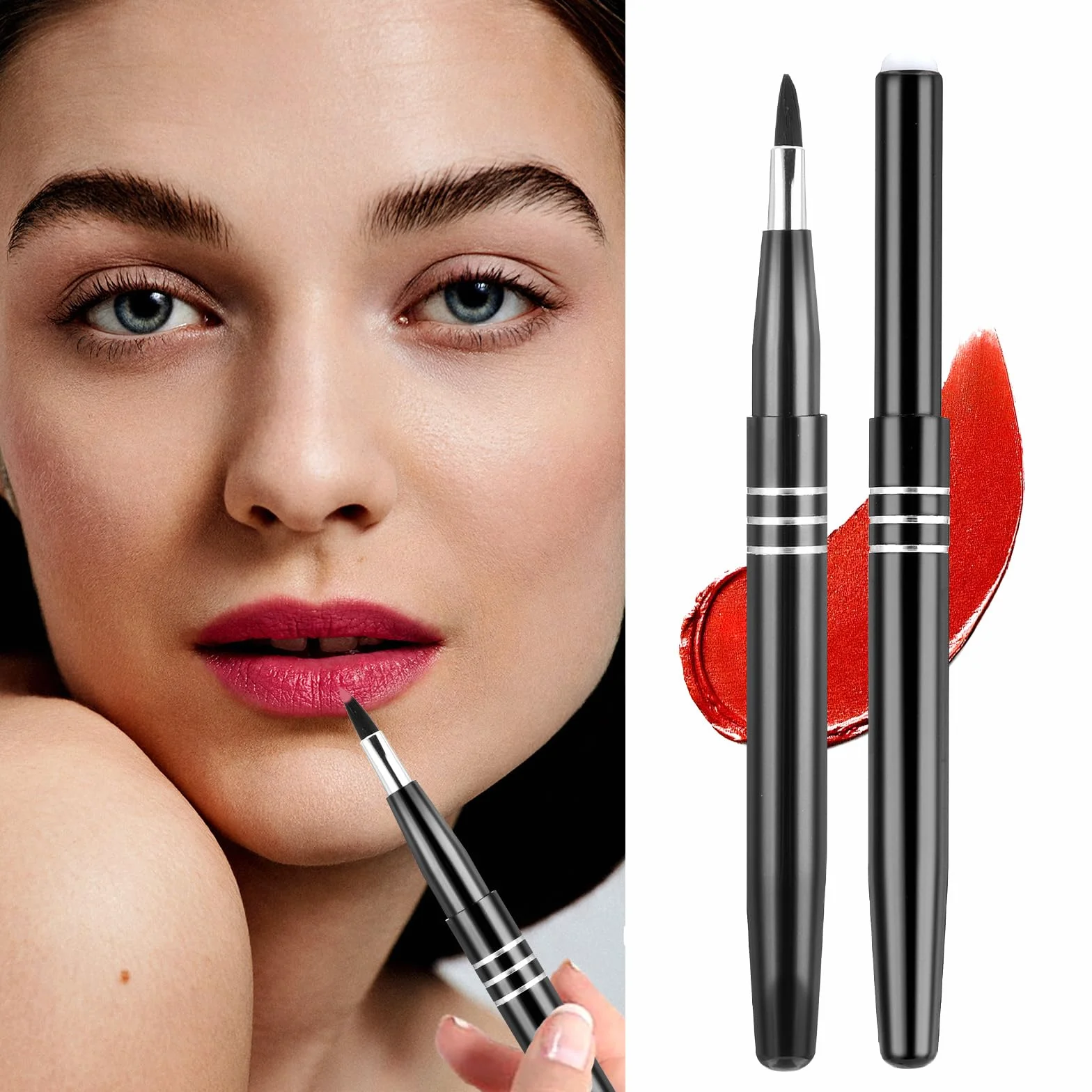 2 pennelli per rossetto, correttore per trucco retrattile, per labbra