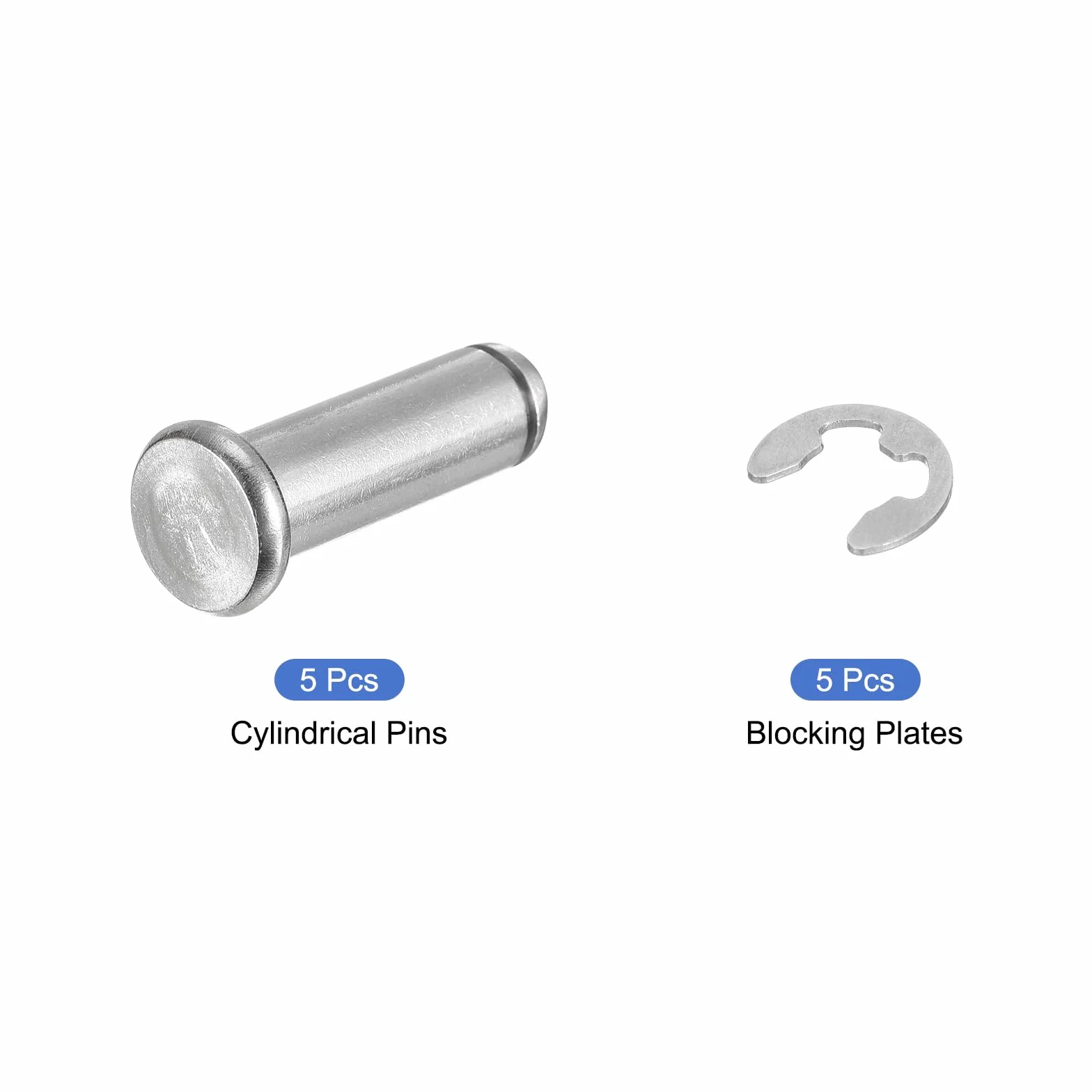 QUARKZMAN 5Set M10x30mm Perno Posizionamento Cilindrico Acciaio Inossidabile 304, Testa Piatta con Ring Fissaggio, Argento