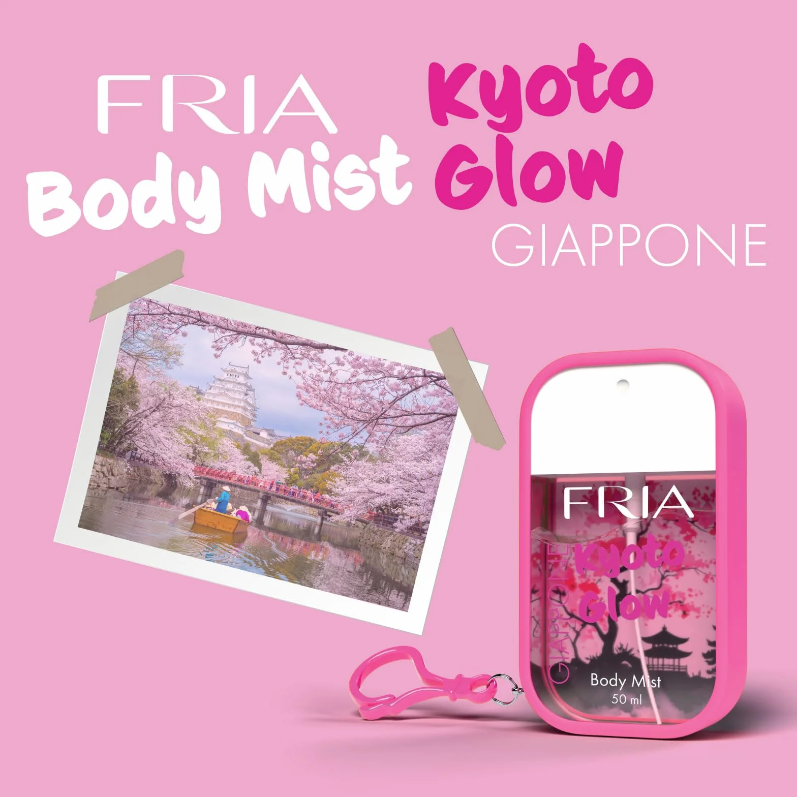 Fria Body Mist, Acqua Profumata Uomo e Donna, Fragranza Kyoto Glow Floreale con Bergamotto, Rosa e Vaniglia, Spray Corpo, 50 ml