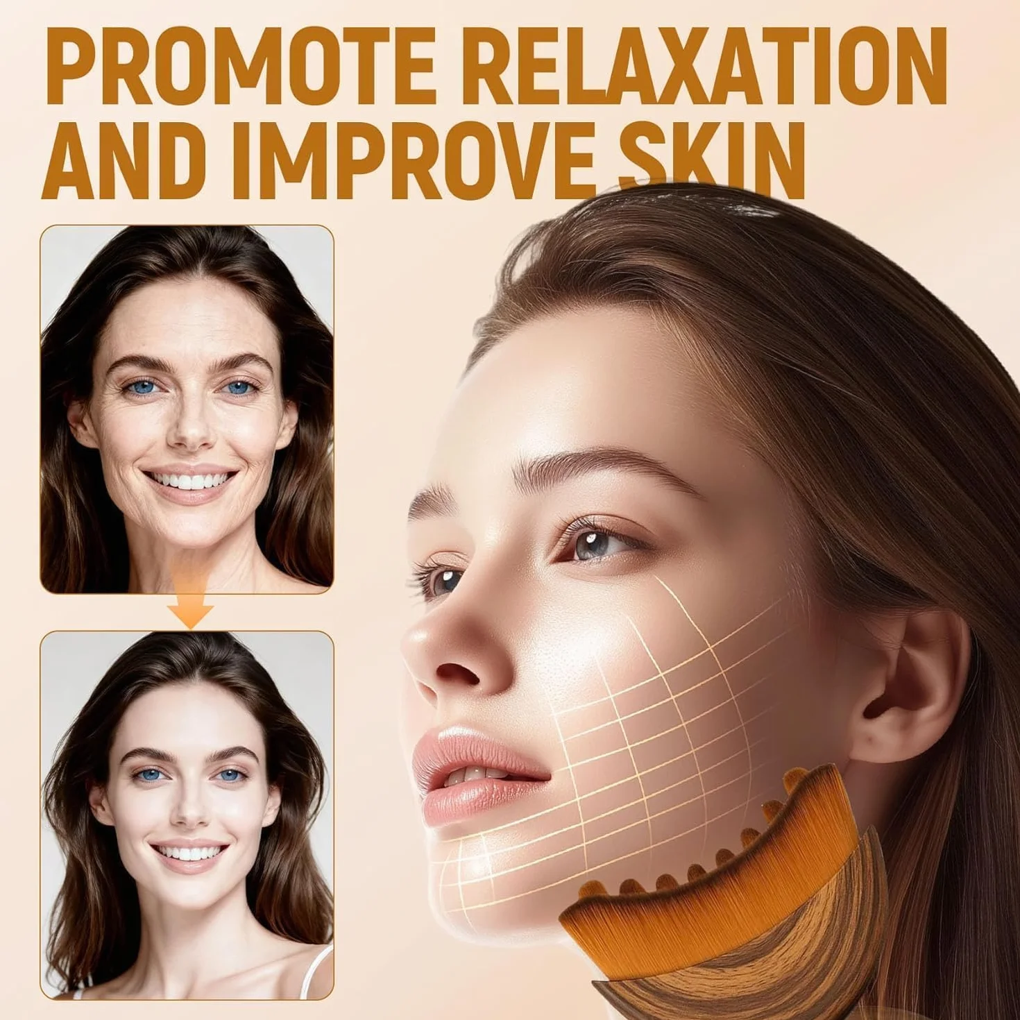 Spazzola per Massaggio Linfatico Viso, Lymphatic Face Brush con Coperchio, Spazzola Viso a Secco Setole Naturali, con Delicata Esfoliazione e Luminosità