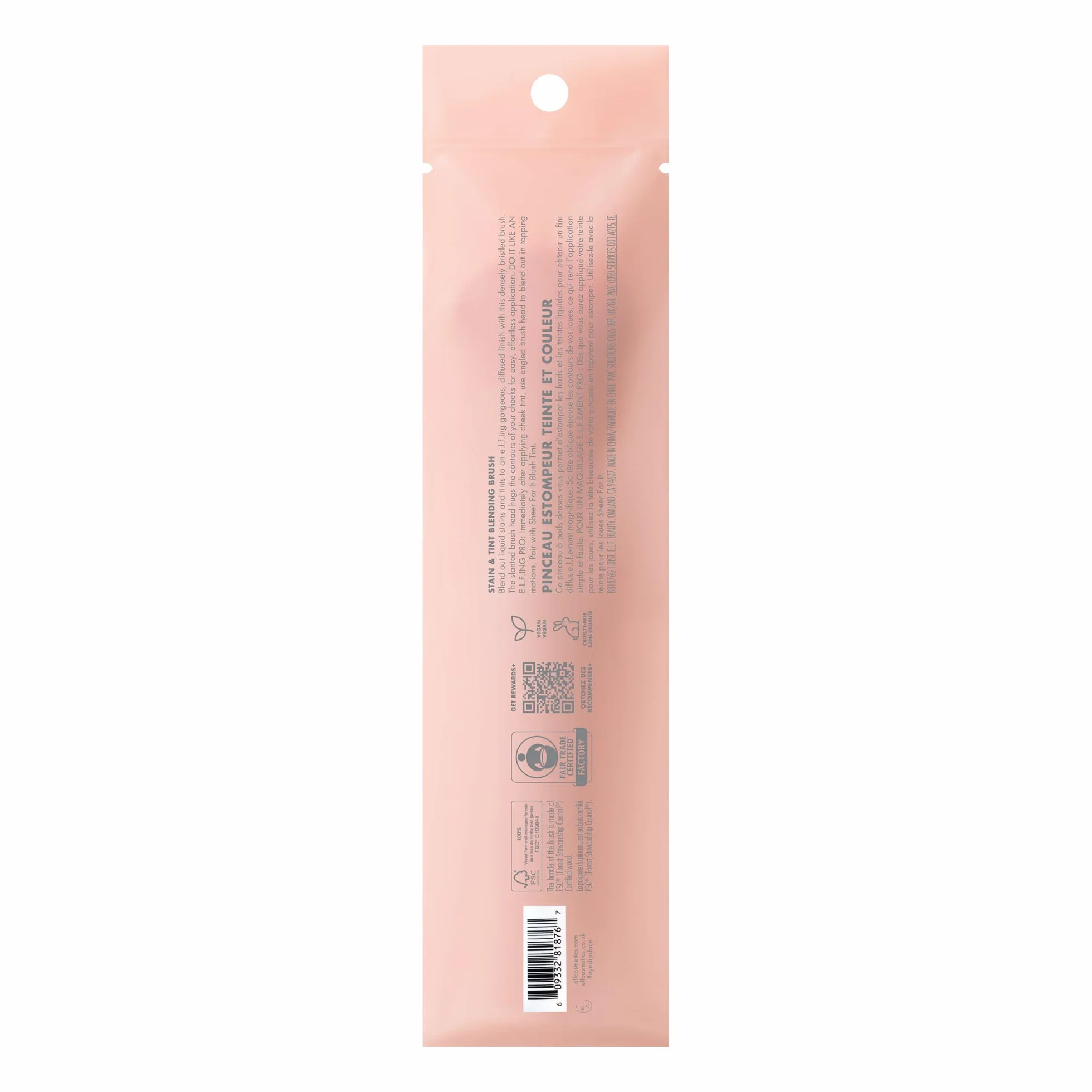 e.l.f. Stain & Tint Blending Brush, pennello per blush liquido per sfumare e creare un finish impeccabile, con setole sintetiche, prodotto vegano e non testato sugli animali