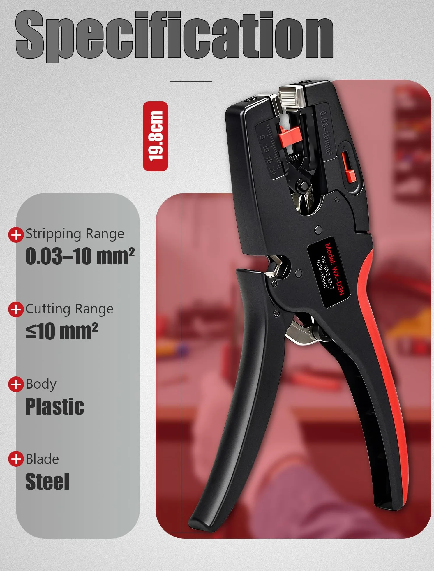 Pinza Spelafili Automatica 2 in 1 Spellacavi Elettrici con Ganasce Autoregolanti 0,03-10mm²