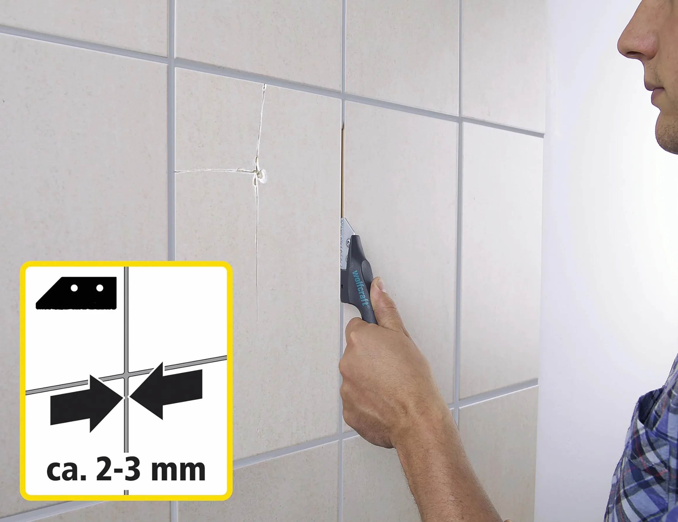 wolfcraft Raschiafughe 5570000 Eliminazione Malta Piastrelle