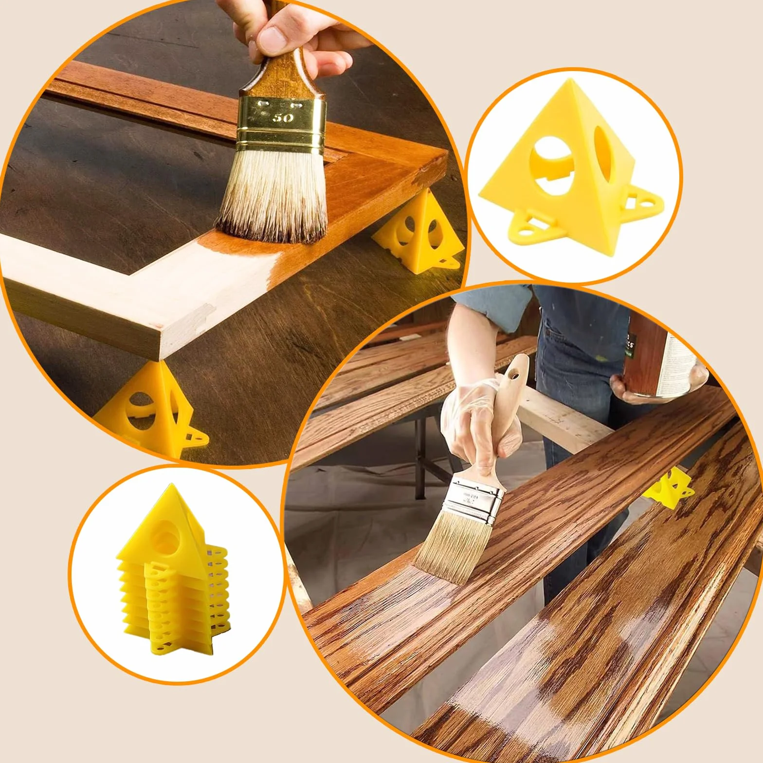 Supporti a Piramide per Pittore 40 Pezzi Giallo Cono Tela Triangolo di Vernice Alzateper Ante Supporto Pittura Perforata Legno Mobili Stand Porta Dell'armadio