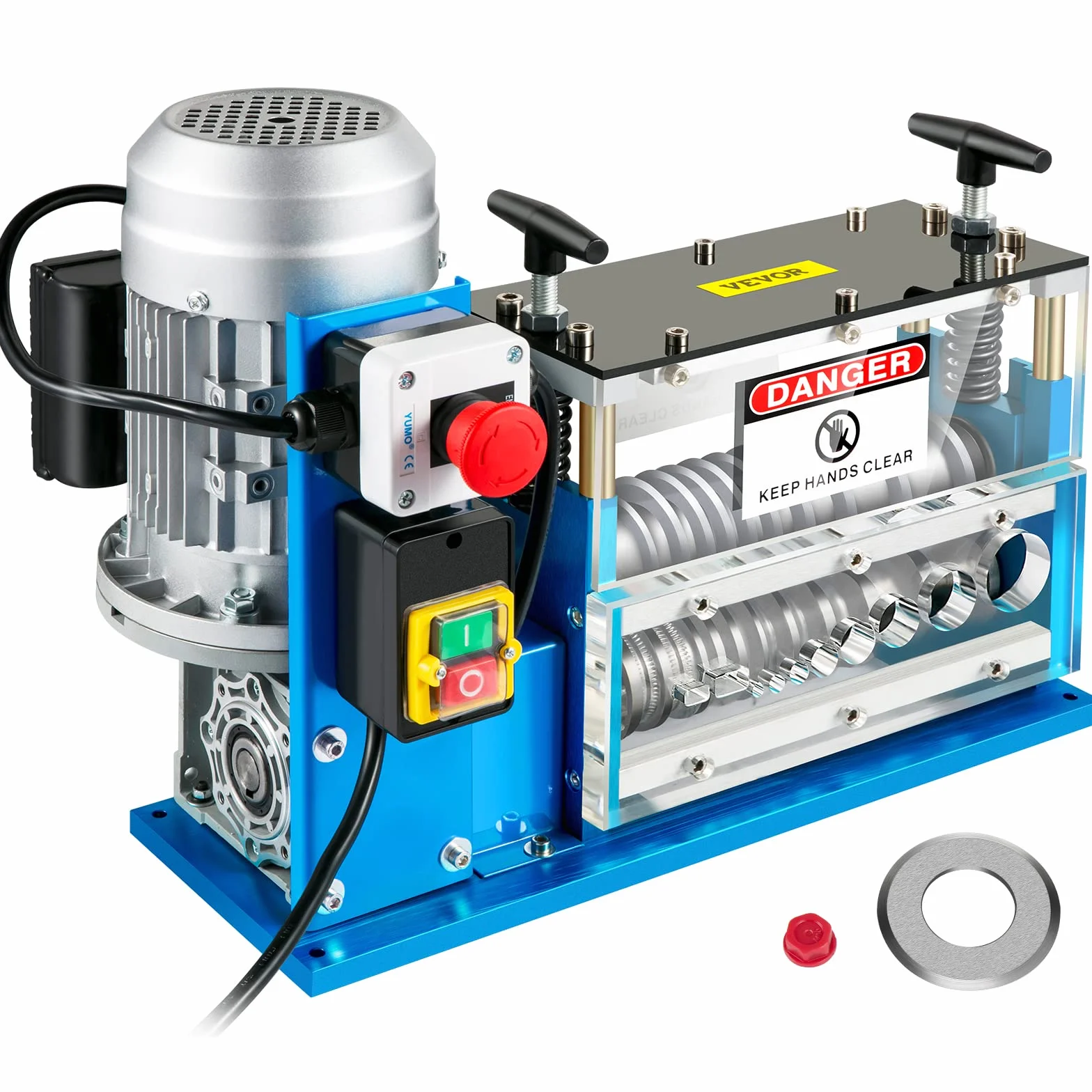 VEVOR Macchina Spelafili Elettrica SMS-038 370 W 220 V 50 Hz Blu Alluminio Acrilico Rame
