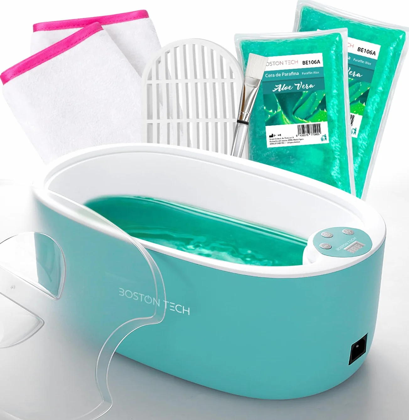 Bagno di Paraffina per Mani e Piedi di Boston Tech® | Sollievo per Dolore Muscolare e Artrite | Idrata, Ammorbidisce e Rivitalizza la Pelle | Capacità 5L + 2 Blocchi di Cera + Accessori Premium