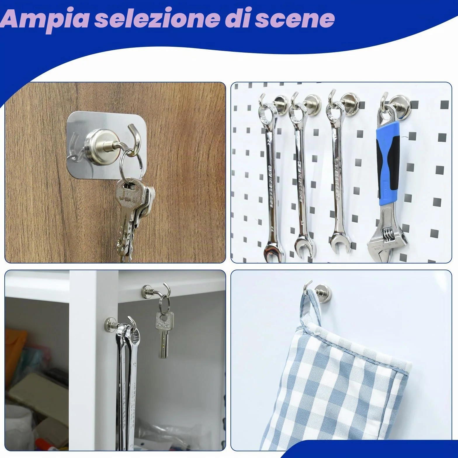 Ganci magnetici al neodimio 20 mm robusti confezione da 6 per frigorifero cucina ufficio