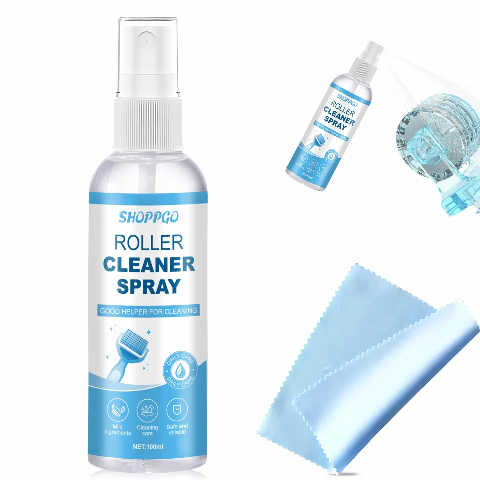 Derma Roller Cleaner, Microneedling Viso Roller Cleaner, Micro Needling Viso Cleaner Spray, Adatto per Microneedling Pen, Derma Roller, con Panno per la Pulizia, Pulizia Efficace-100ml