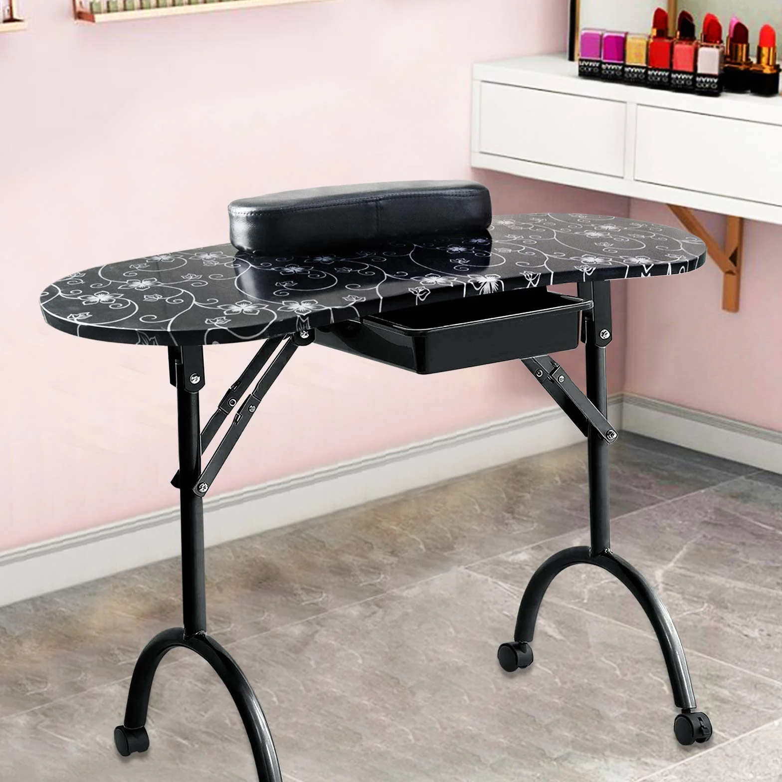 EBANKU Nail Art Cuscino per Mani Cuscino per Unghie in PU Pelle Morbida Manicure Tool Hand Rest Trattamento Cuscini (Nero)