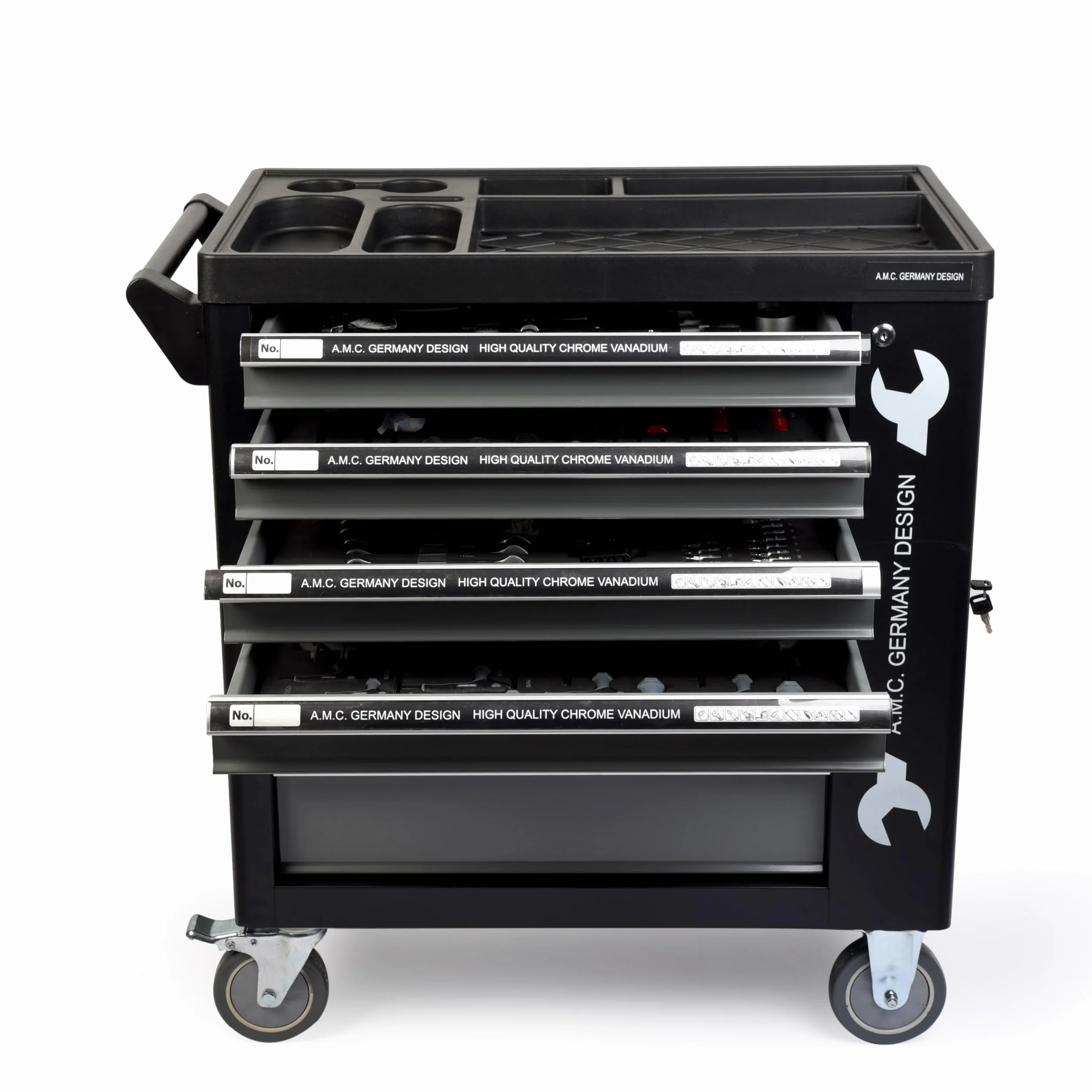 A.M.C. Carrello porta attrezzi 6 cassetti 500 pezzi utensili con ruote struttura rinforzata