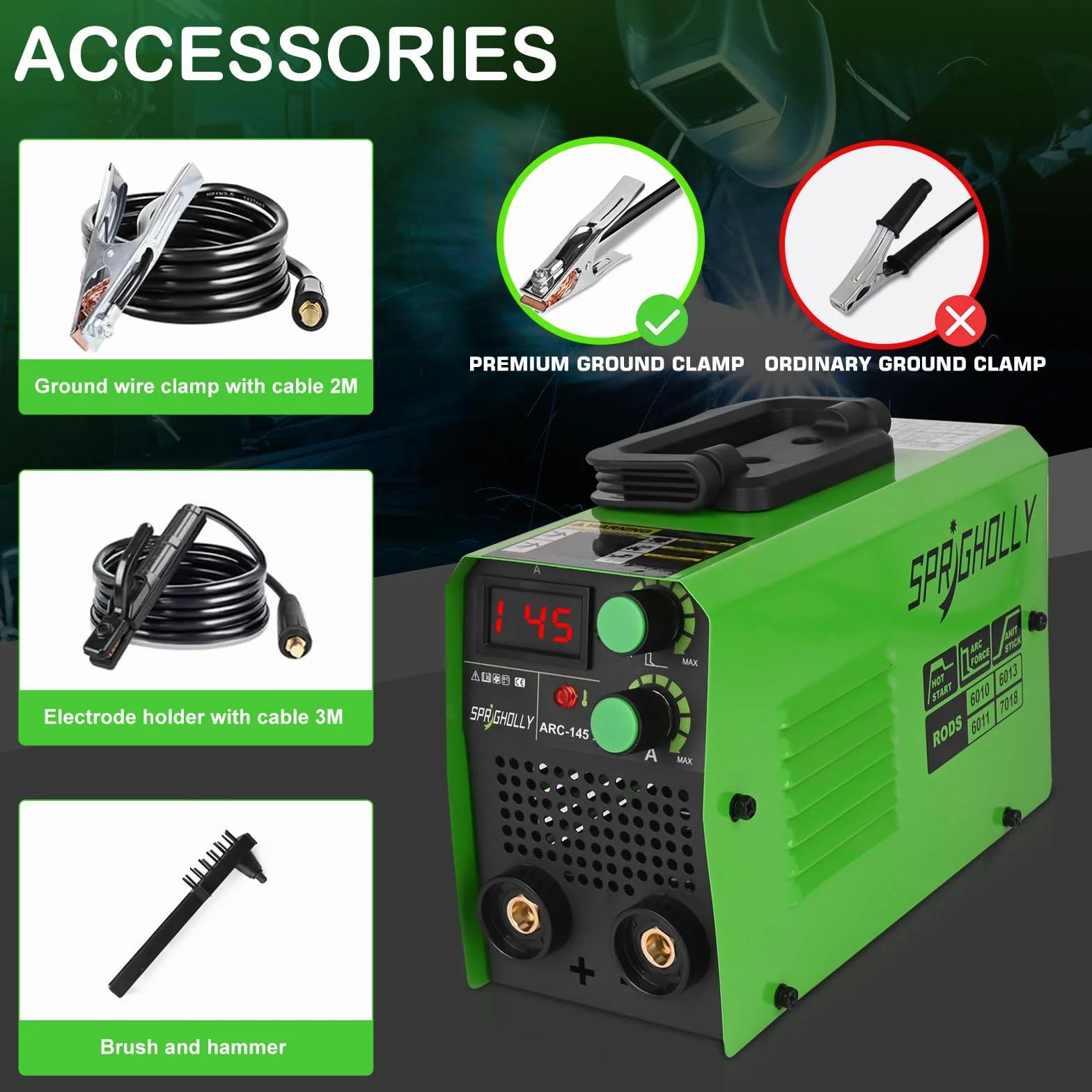 Mini Saldatrice Inverter 145A ARC LIFT TIG IGBT Display LED ARC-145